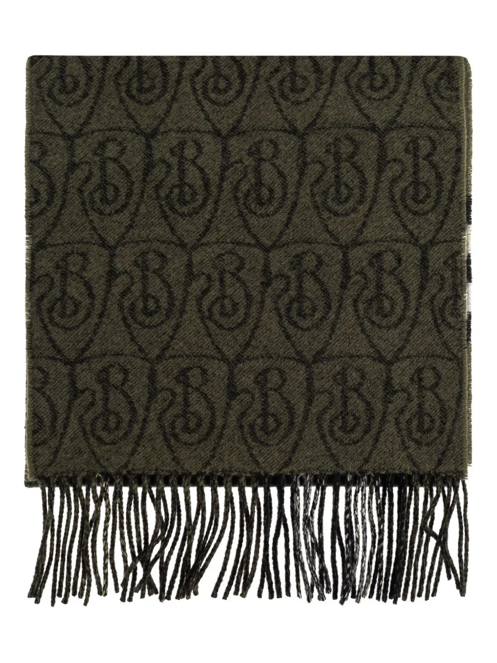 monogram fringed scarf - 1