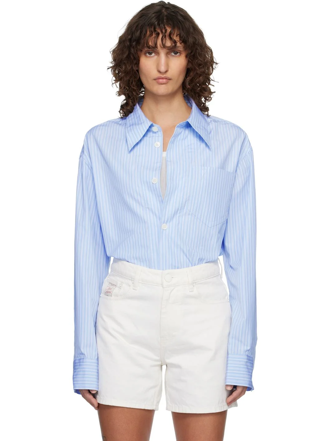 Blue Long Sleeve Wide Shirt - 1