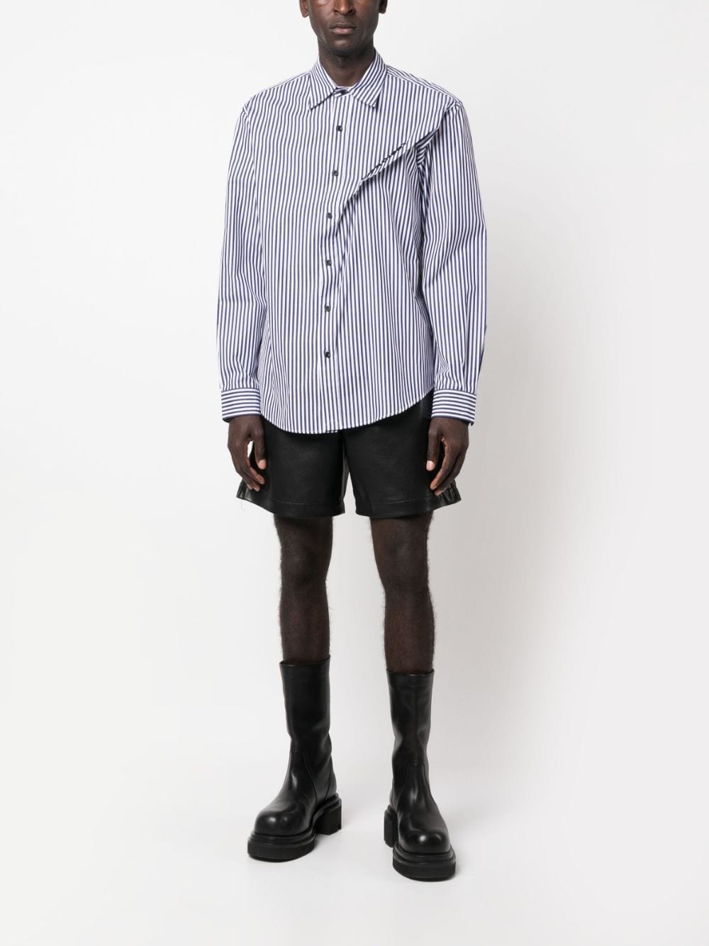 logo-embroidered striped shirt - 2