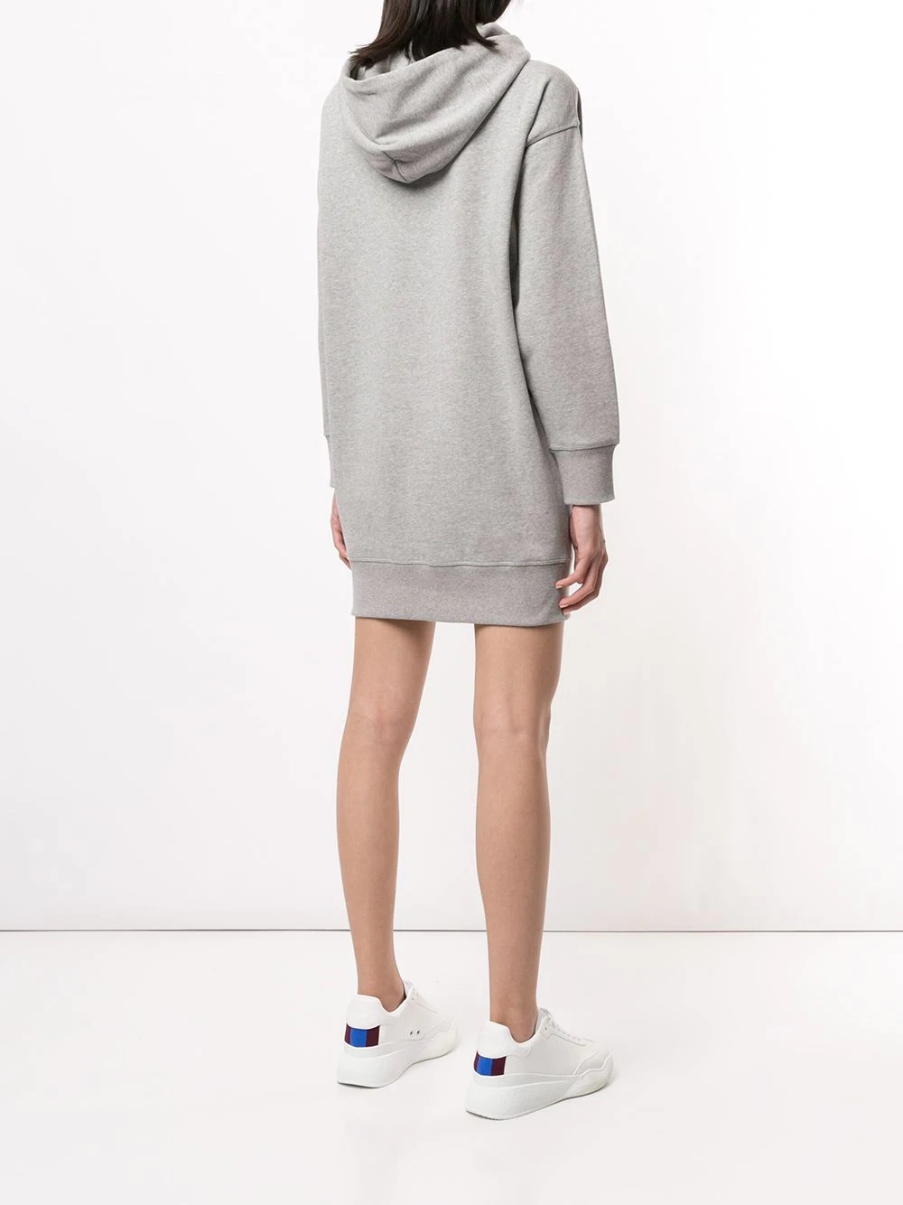 logo print drawstring hoodie dress - 4