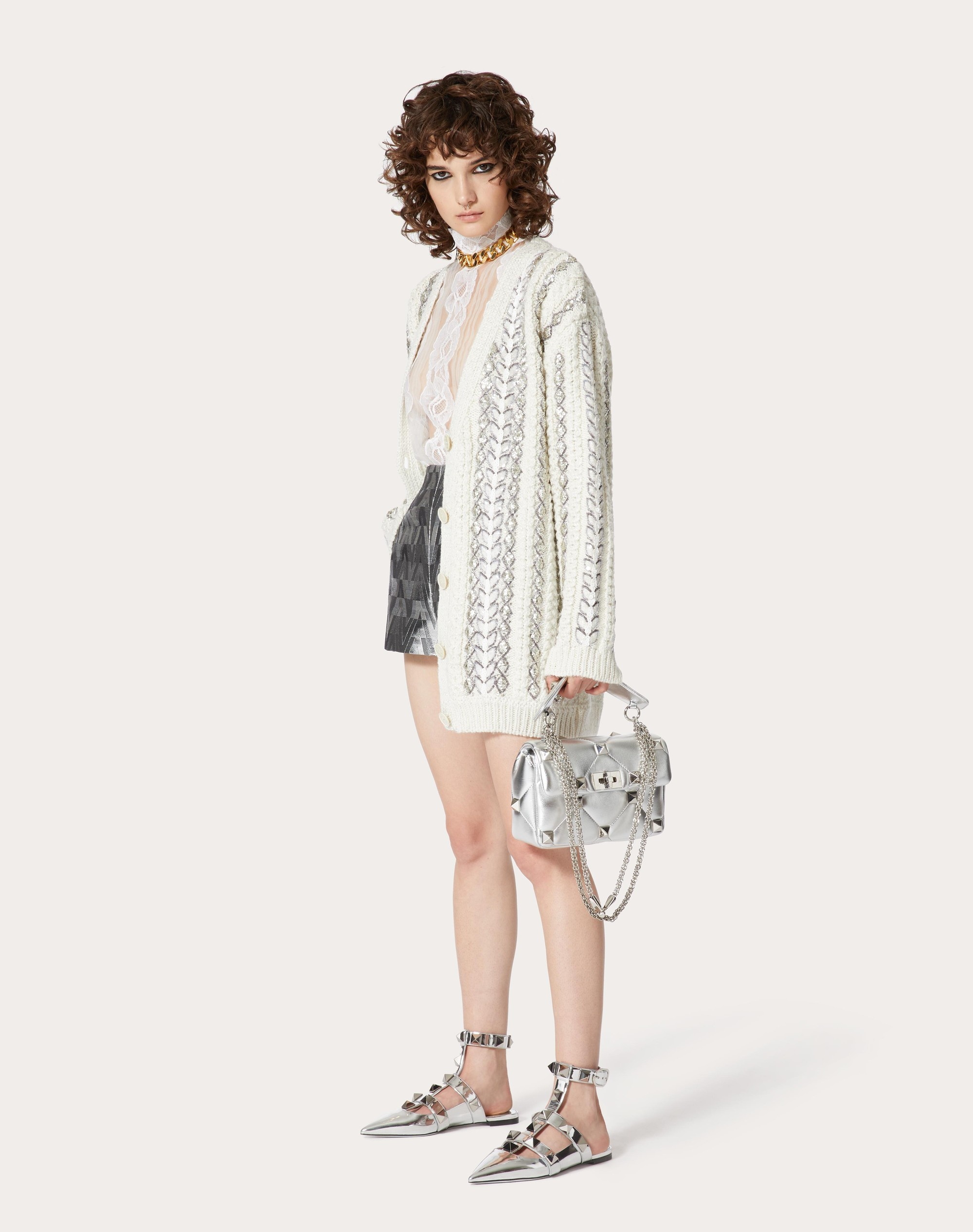 JACQUARD SILVER SHORTS - 2