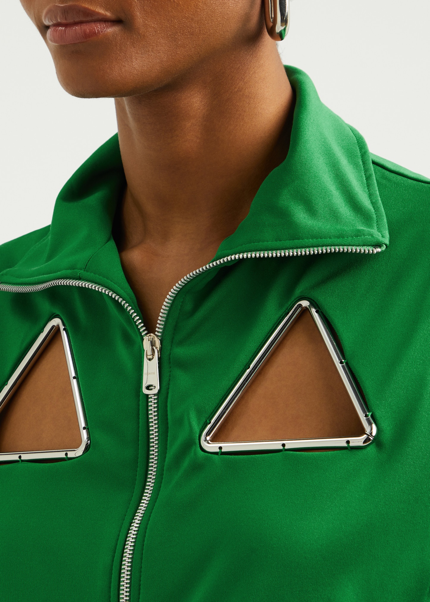 Triangle cut-out jersey track jacket - 5