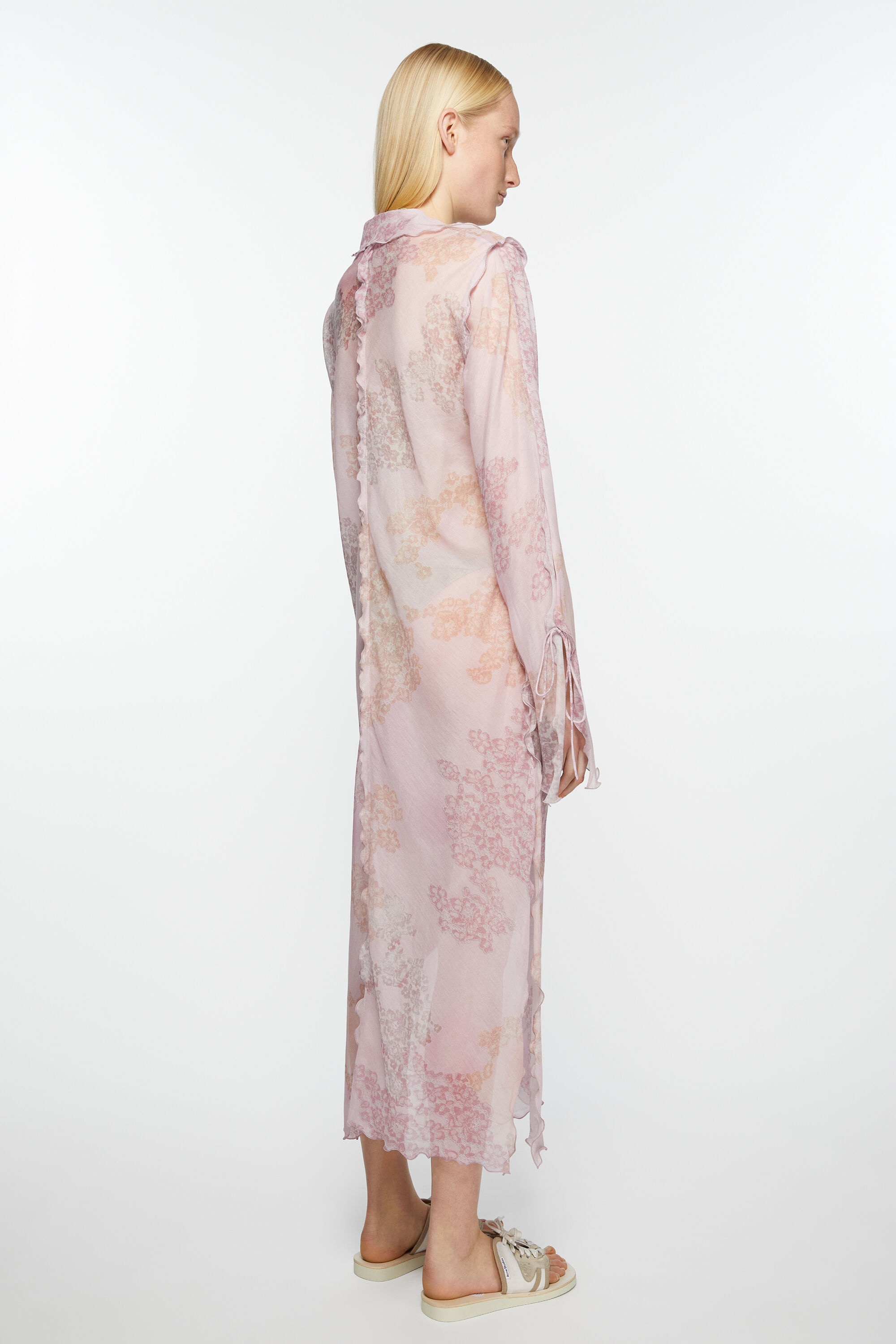 Chiffon printed dress - Pink - 4