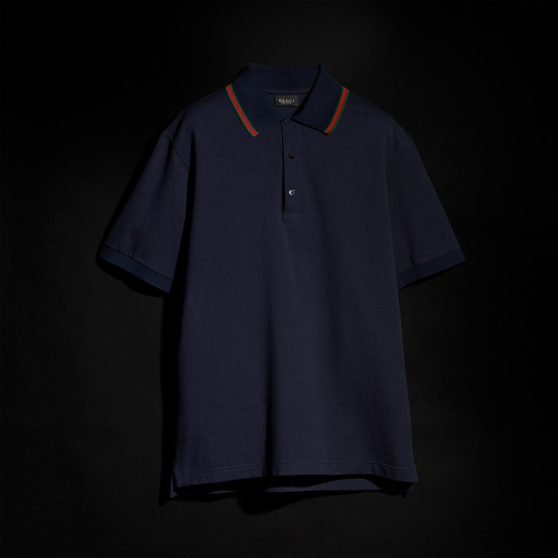Cotton jersey piquet polo shirt - 1