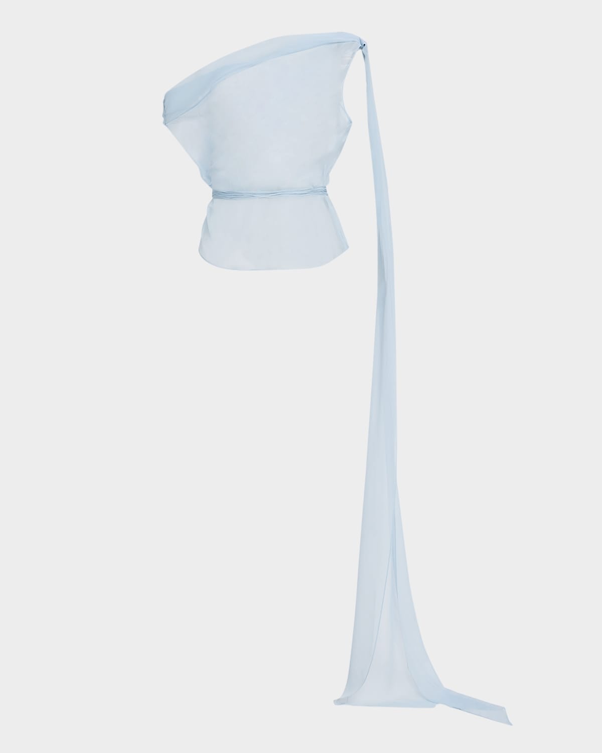 Off-The-Shoulder Drape Silk Chiffon Top - 1