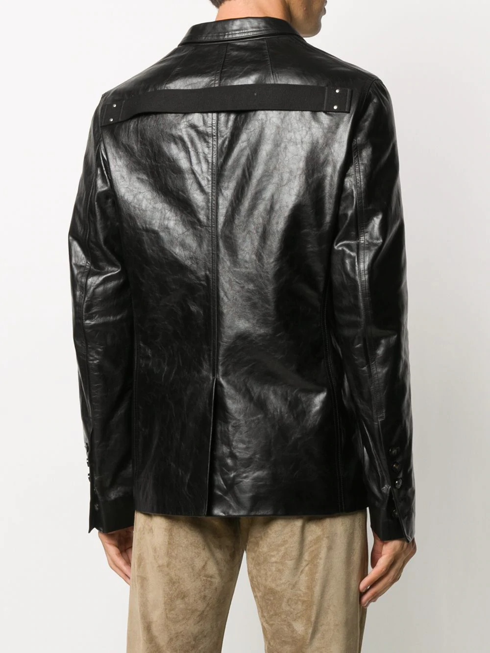 button-up leather jacket - 4