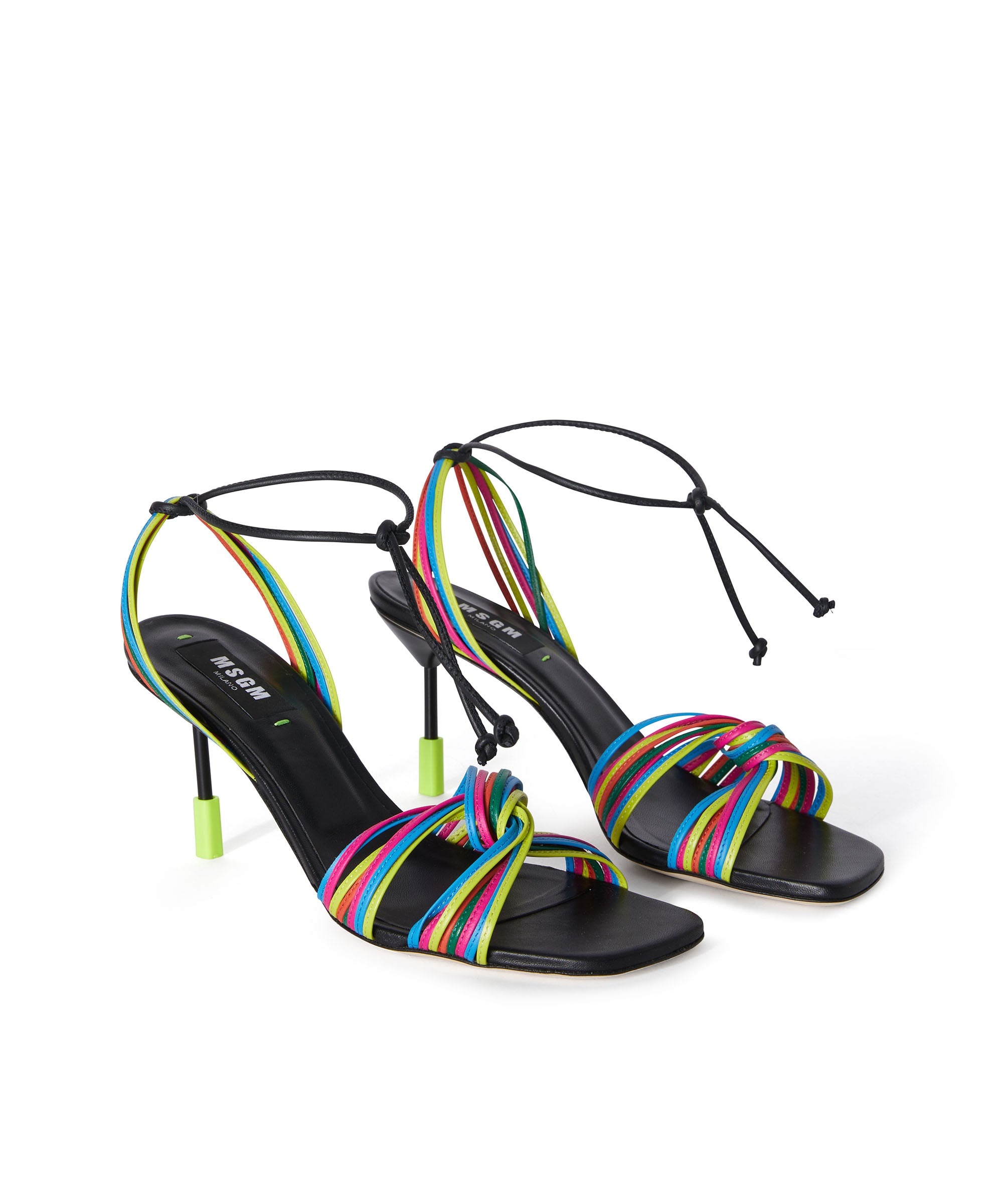 Patent leather heeled sandal with thin straps - 2