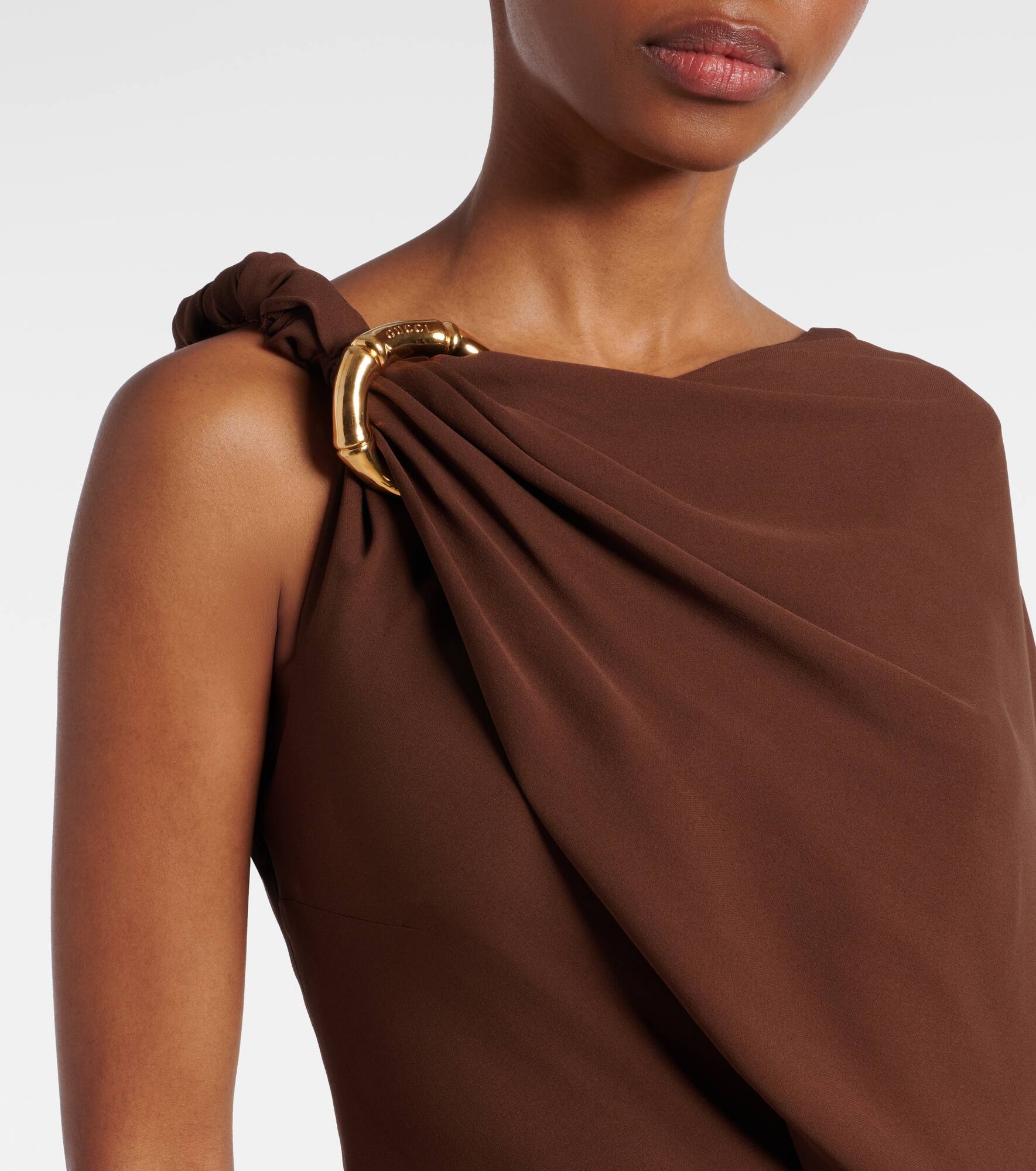 Draped open-back satin midi dress - 4