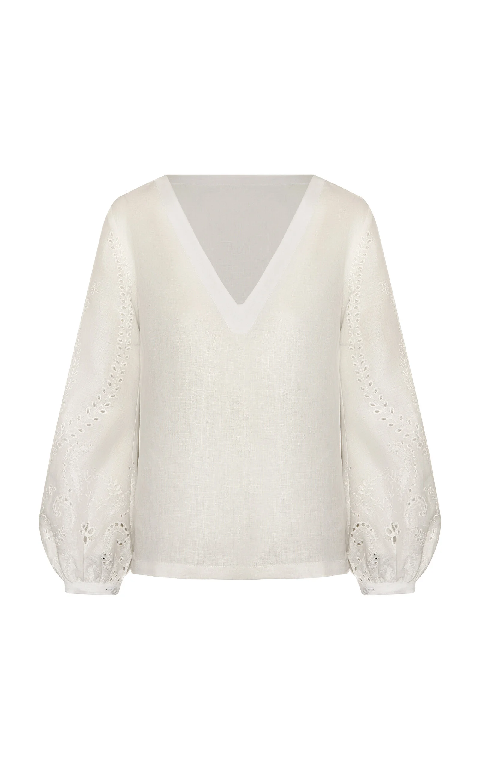 Una Vista Eyelet Linen Top off-white - 1