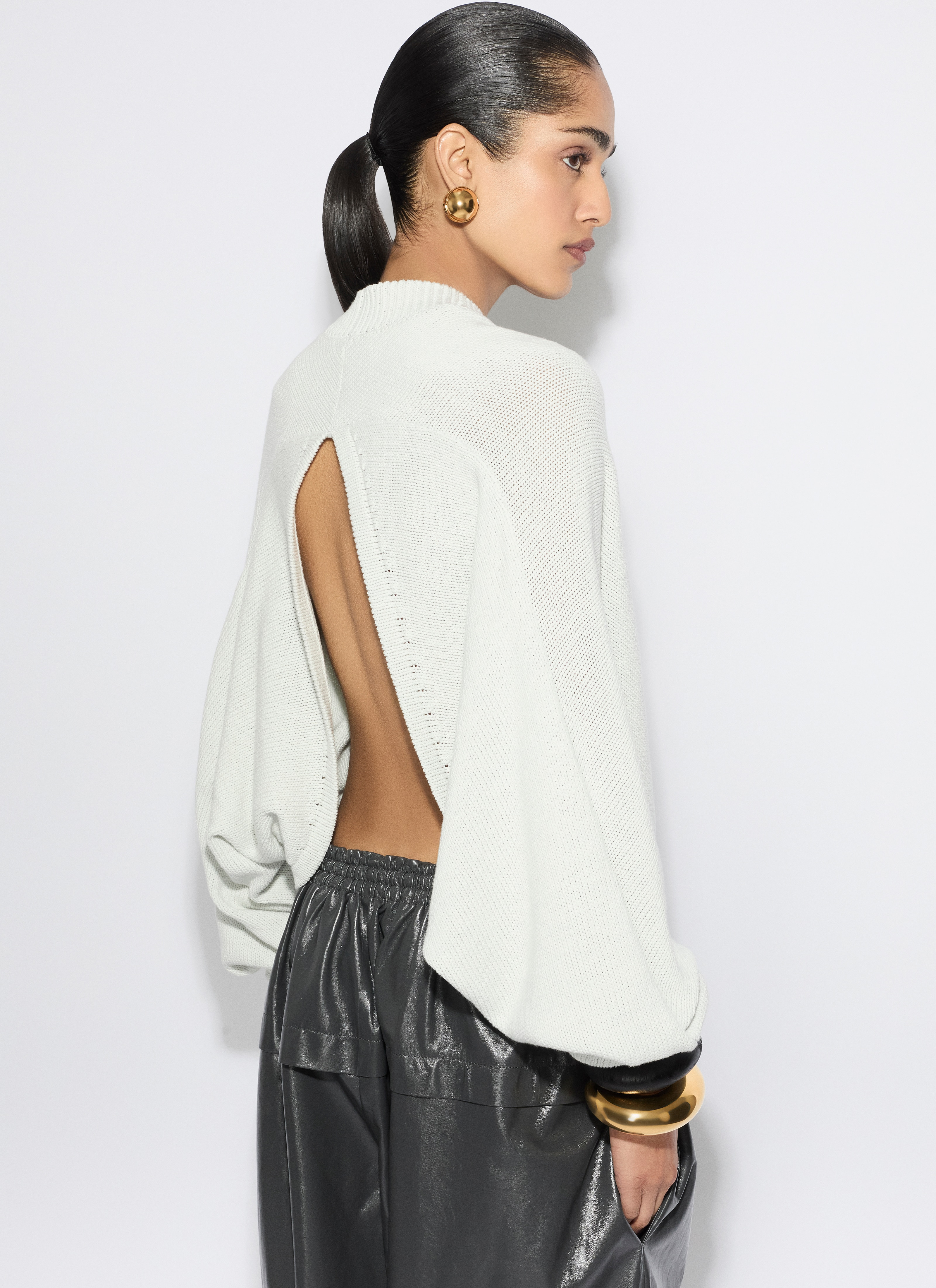 COTTON LINEN KNIT BARE BACK JUMPER - 6