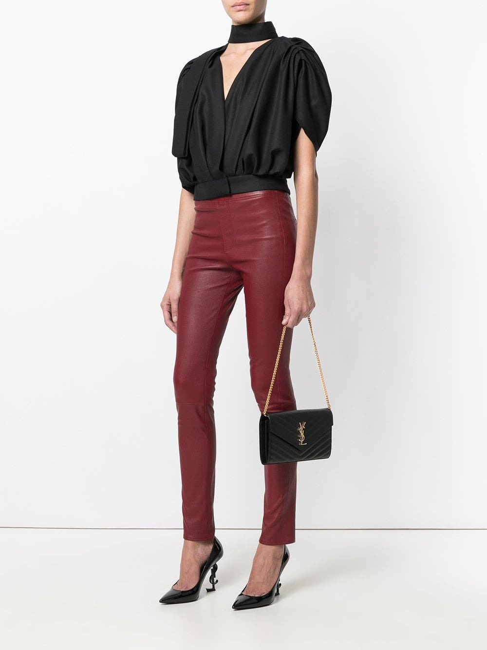Saint Laurent Paris Women Classic Cassandre Chain Wallet In Grain De Poudre Leather - 2