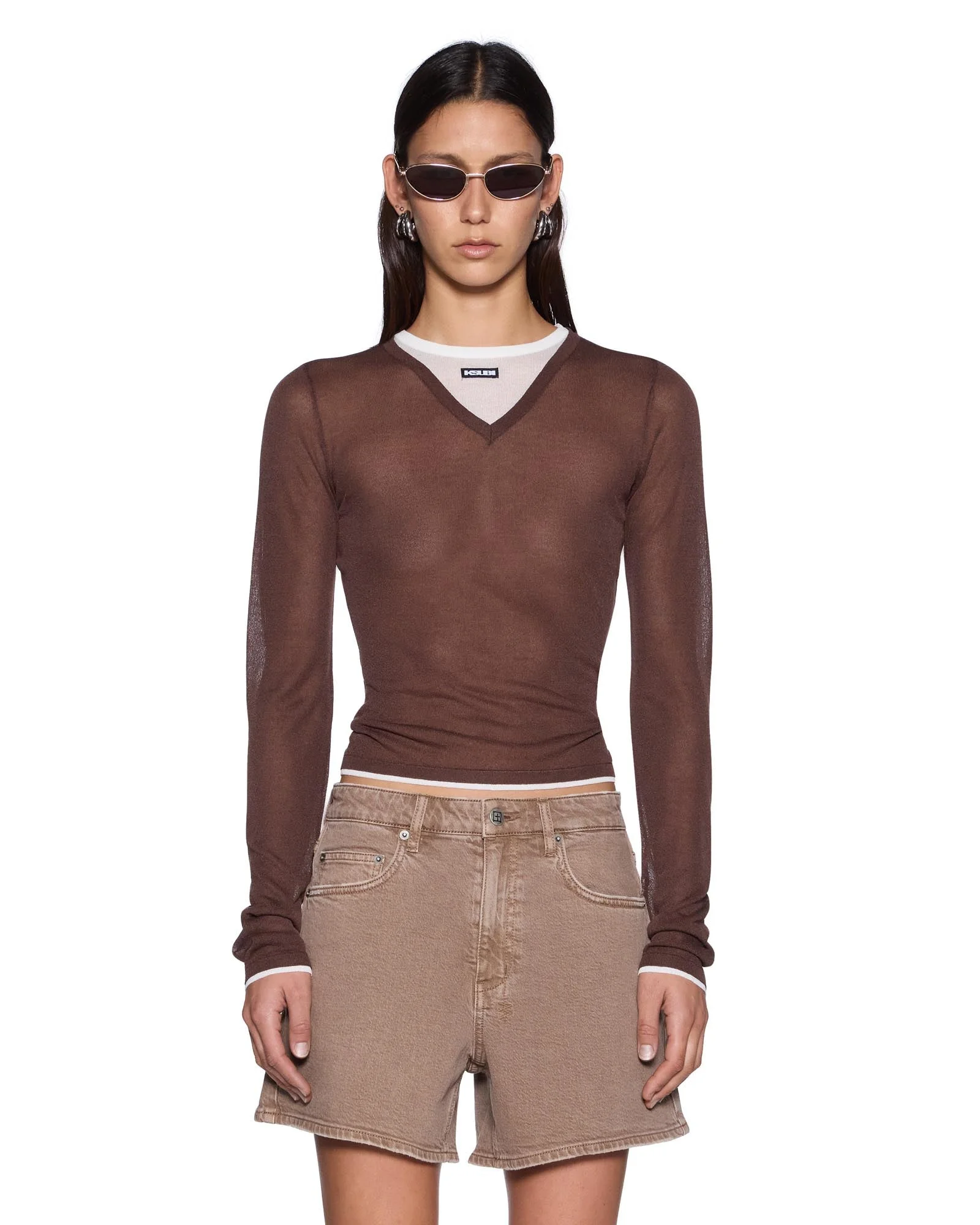 SOTT LAYERED SIGNATURE V LS TEE CAMEL BROWN - 1