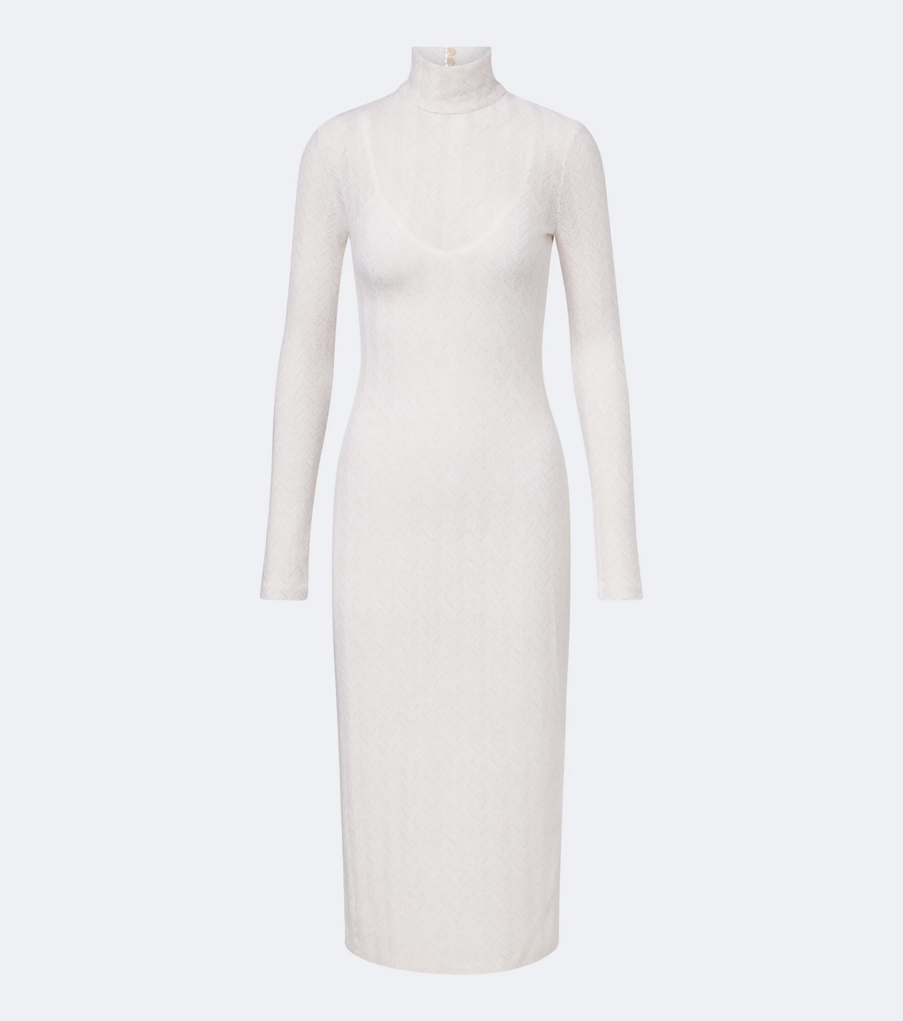 Zigzag knitted turtleneck midi dress - 1