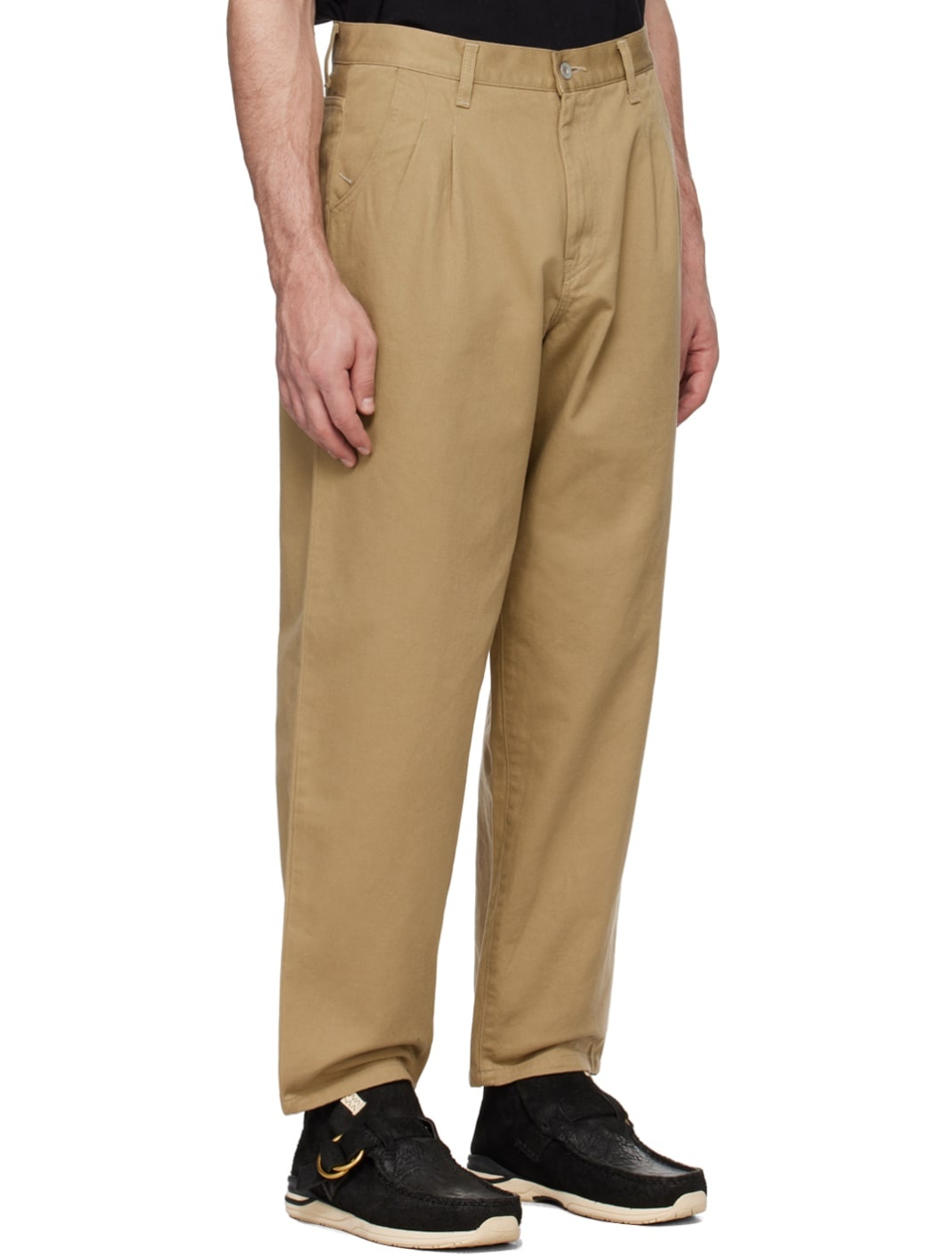 Beige Two Tuck Trousers - 2