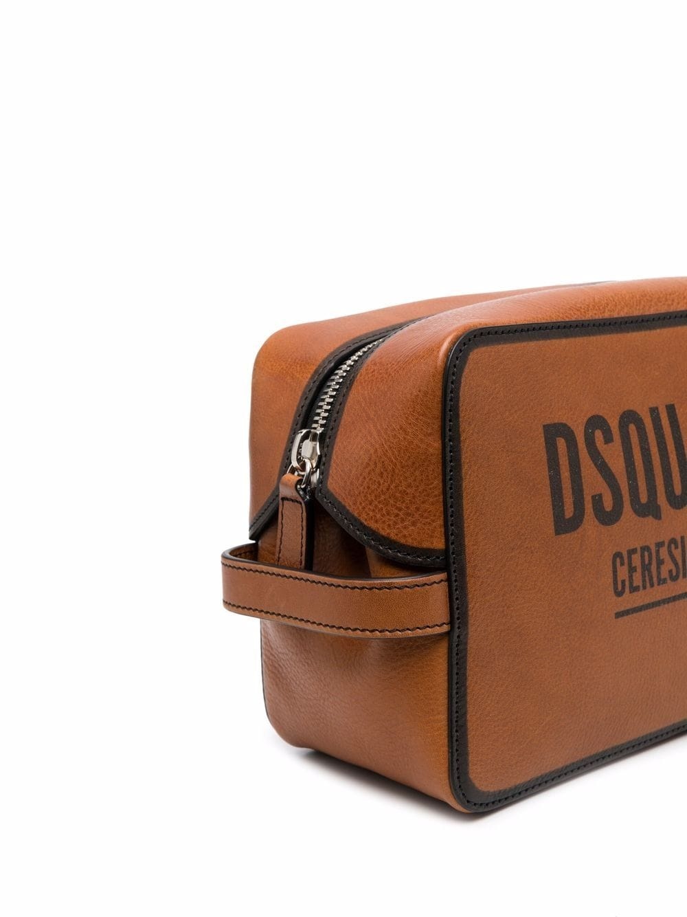 logo-print leather wash bag - 3