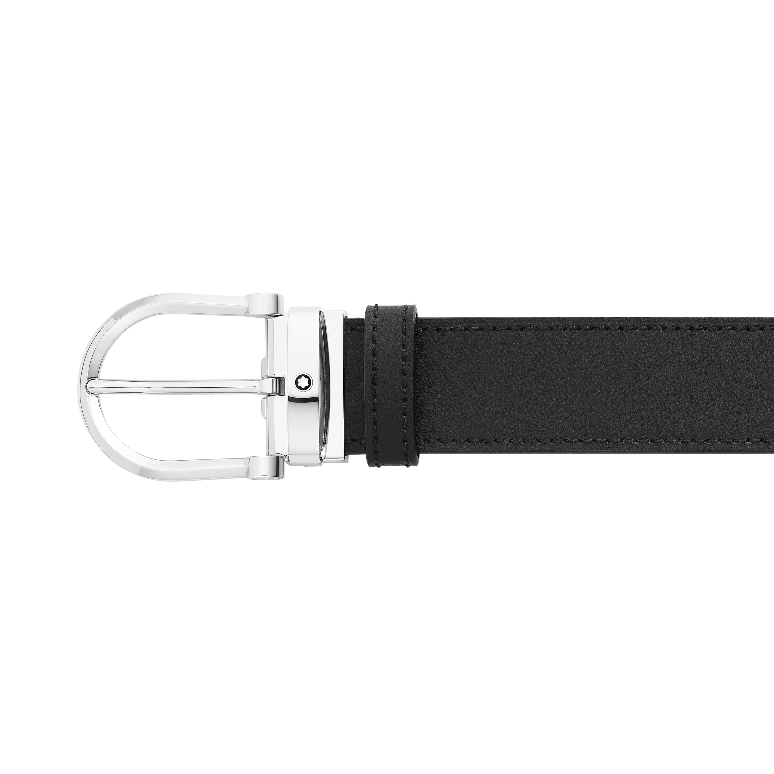 Horseshoe buckle black/brown 35 mm reversible leather belt - 4