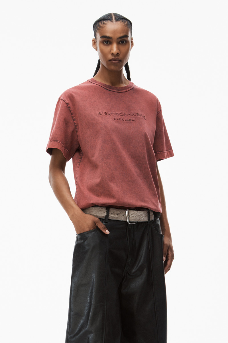 embossed logo tee in compact jersey 2