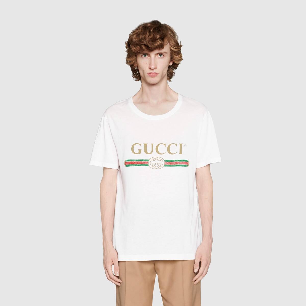 Oversize washed T-shirt with Gucci logo - 3