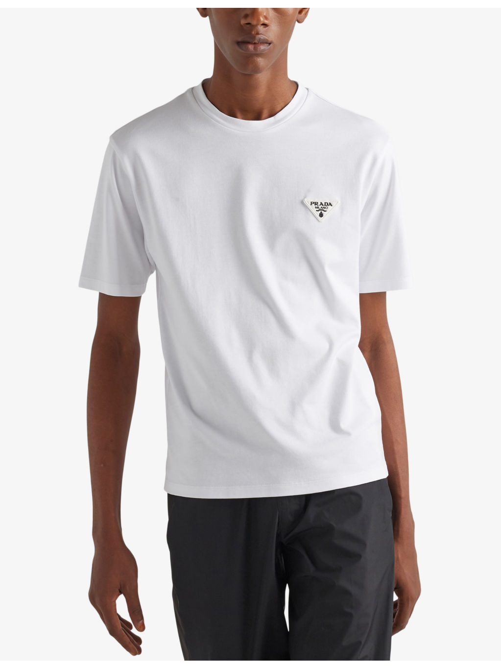 Logo-patch crewneck cotton T-shirt - 3