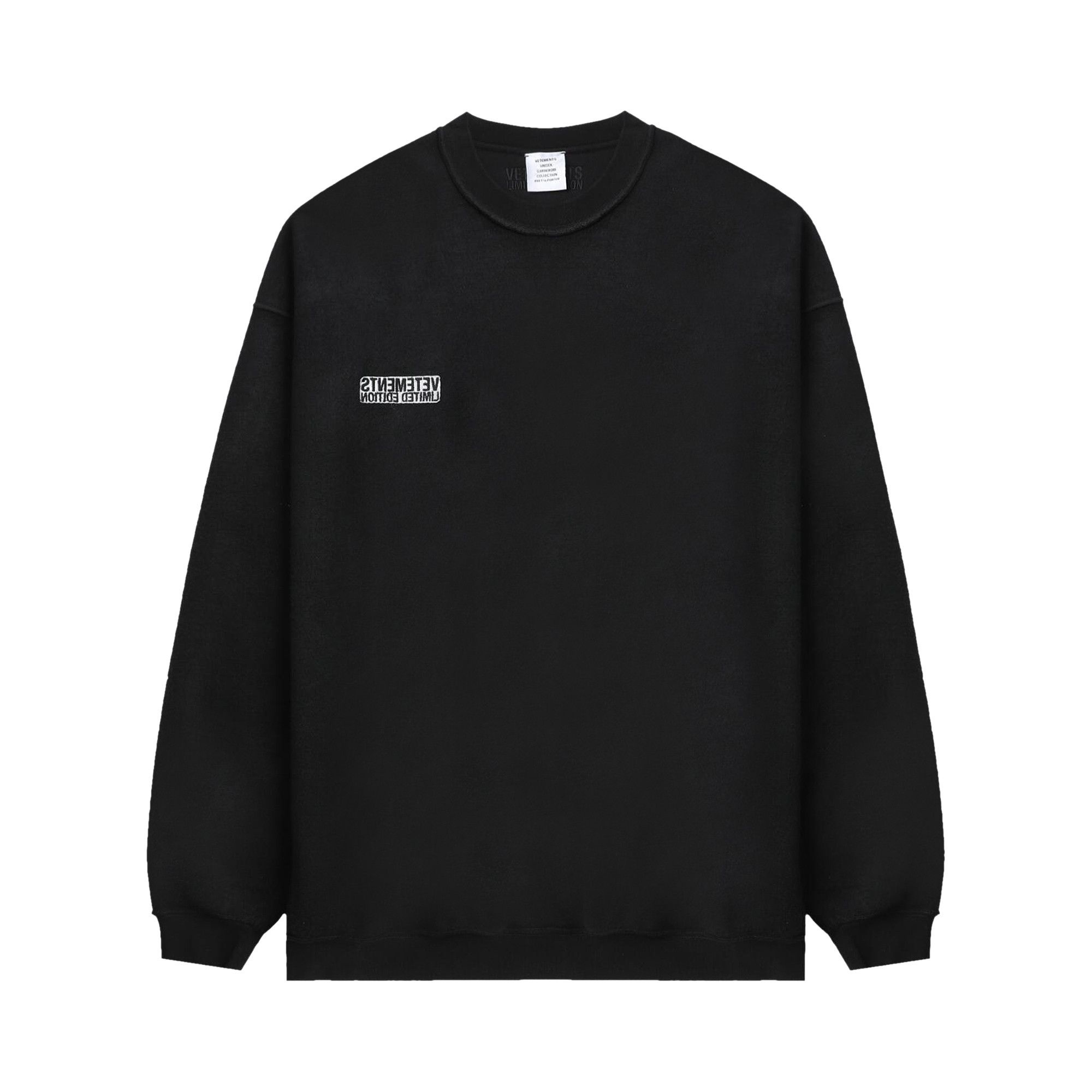 VETEMENTS Vetements Inside Out Label Sweatshirt Black REVERSIBLE