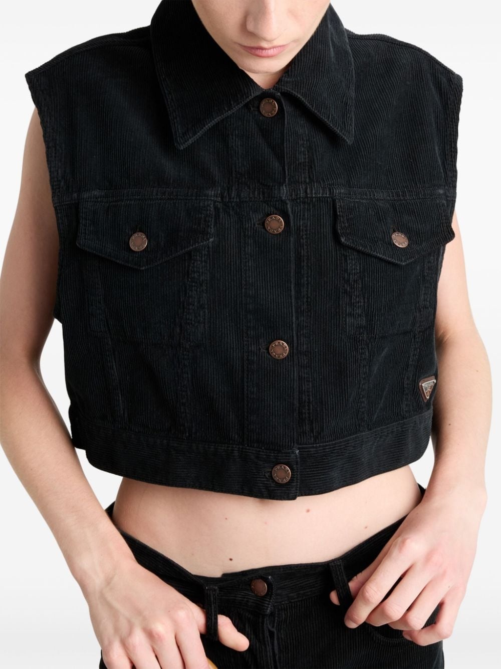 corduroy denim vest - 5