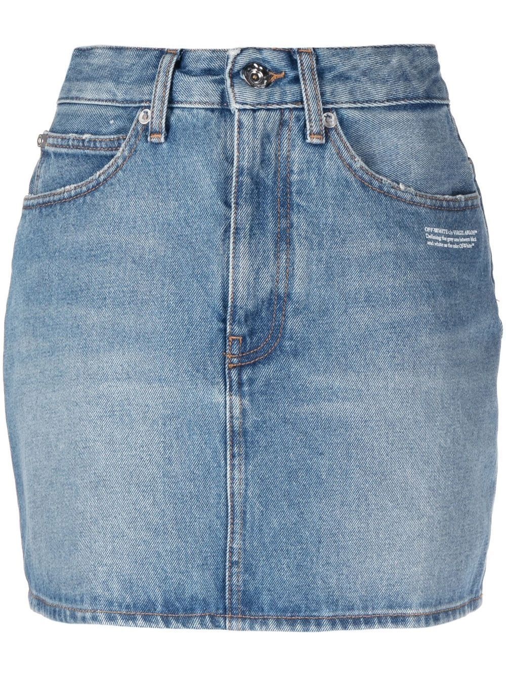 high-waisted mini denim skirt - 1