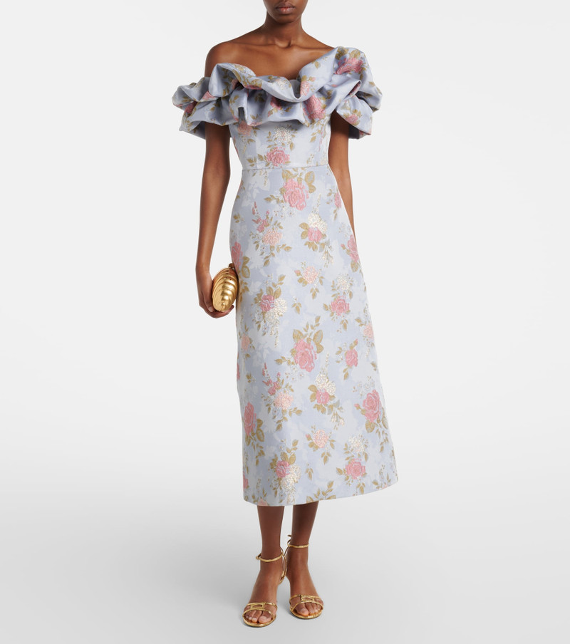 markarian Floral lamé brocade midi dress outlook