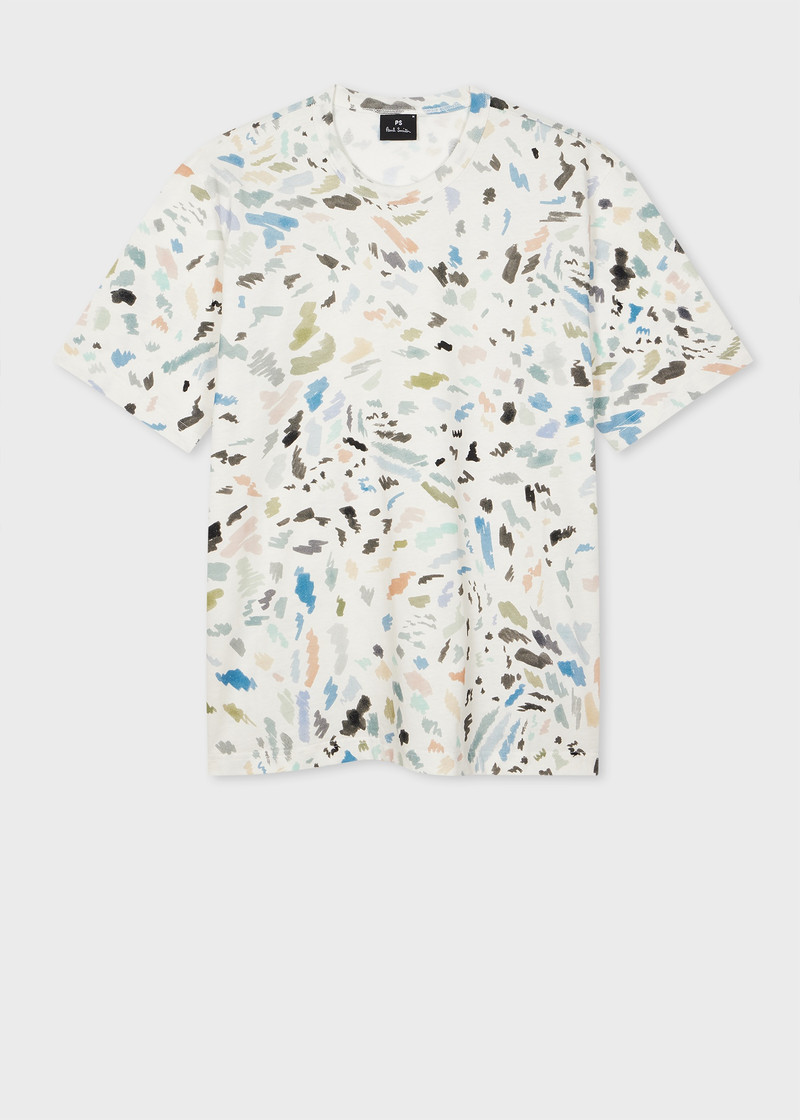 White 'Doodle' Print T-Shirt 1