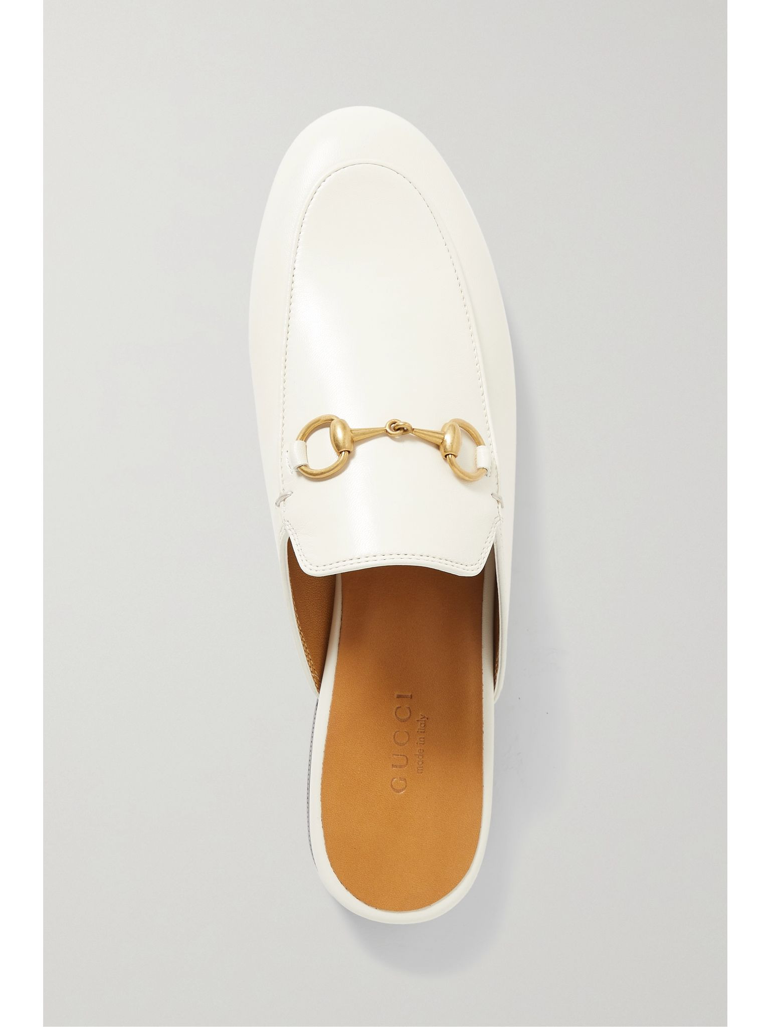 Princetown horsebit-detailed leather slippers White - 5
