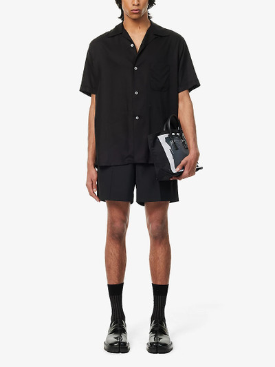 Maison Margiela Short-sleeve brand-embroidered relaxed-fit woven-blend shirt outlook