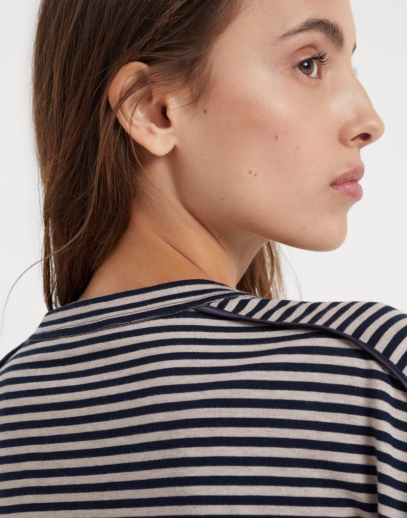 Cotton striped jersey t-shirt with monili 3