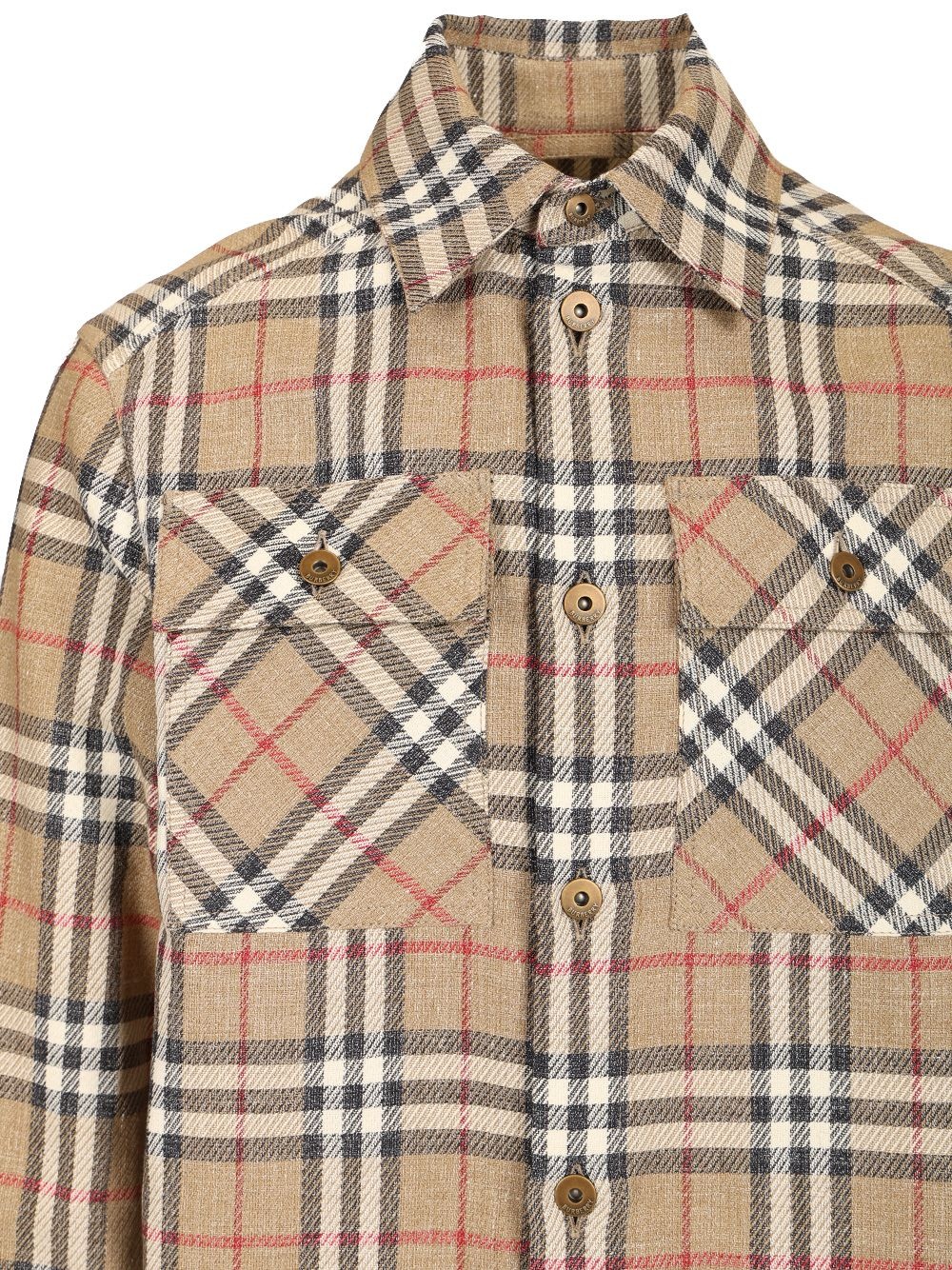 Check Cotton And Linen Shirt Shirts Brown - 4