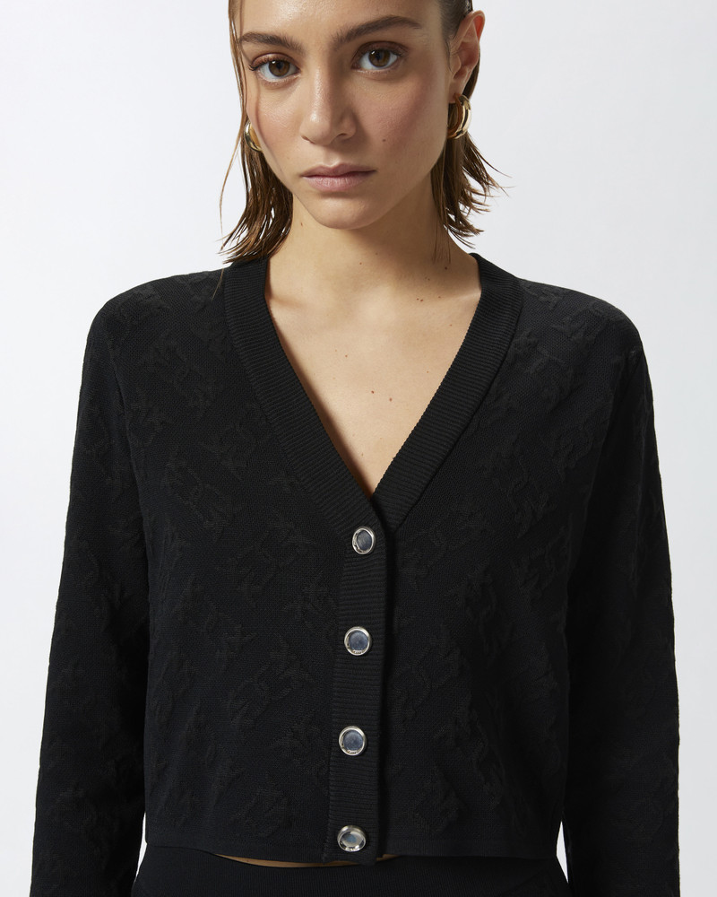 MONOGRAM V-NECK CROPPED CARDIGAN 5
