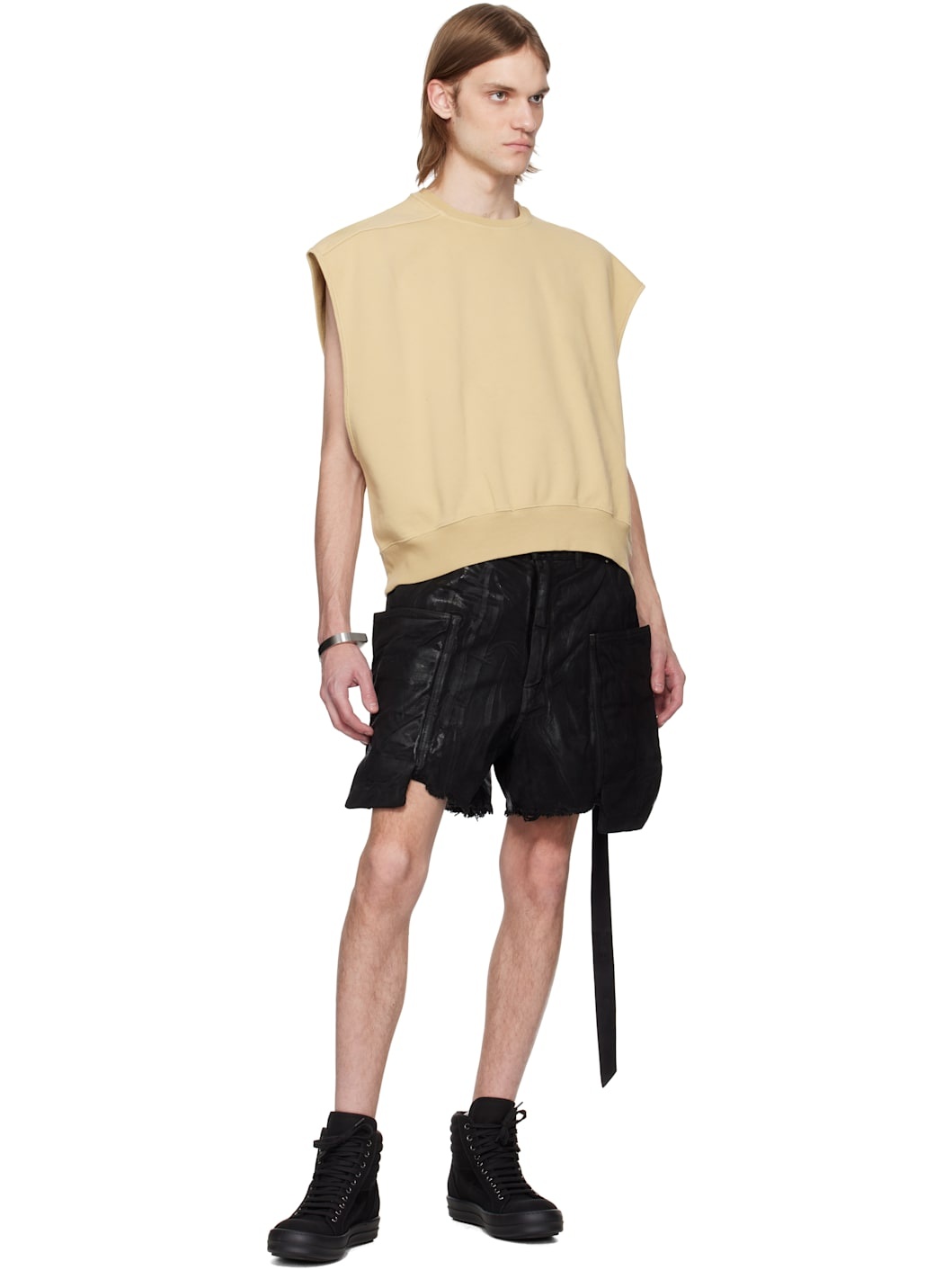 Black Hollywood Stefan Denim Cargo Shorts - 4