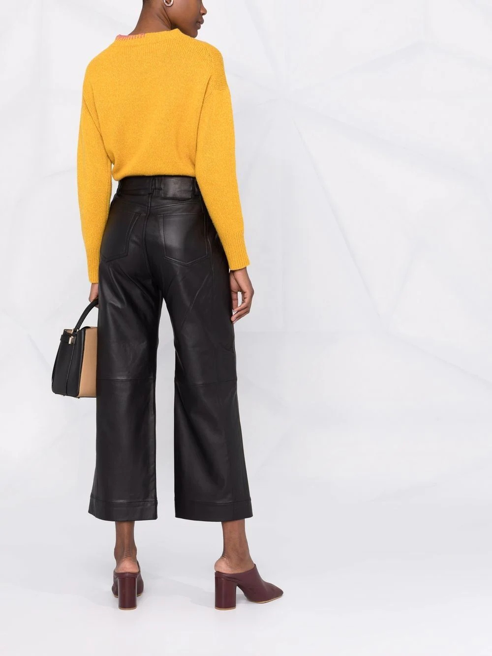 wide-leg leather trousers - 6