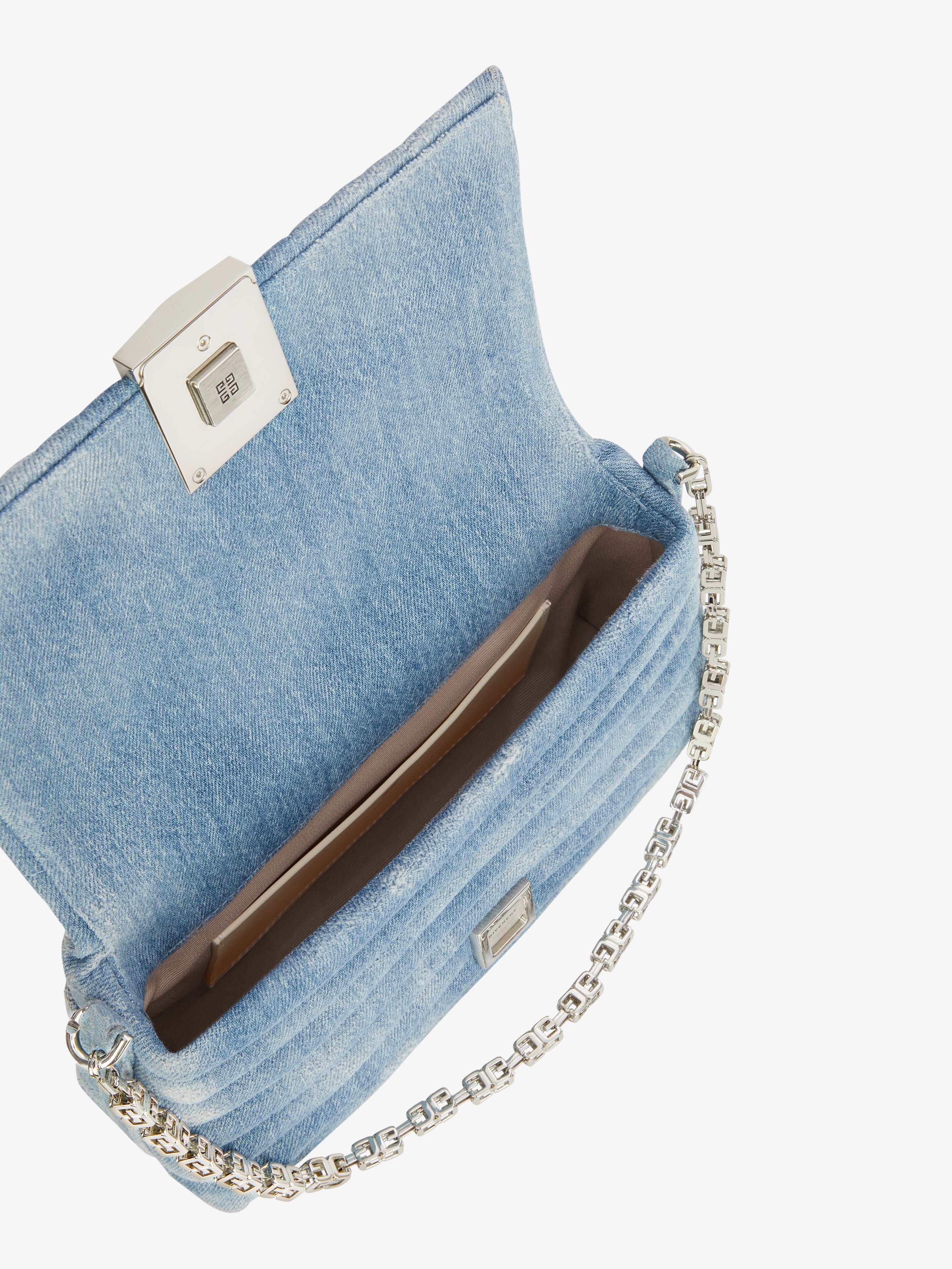 SMALL 4G SOFT BAG IN QUILTED DENIM - 7