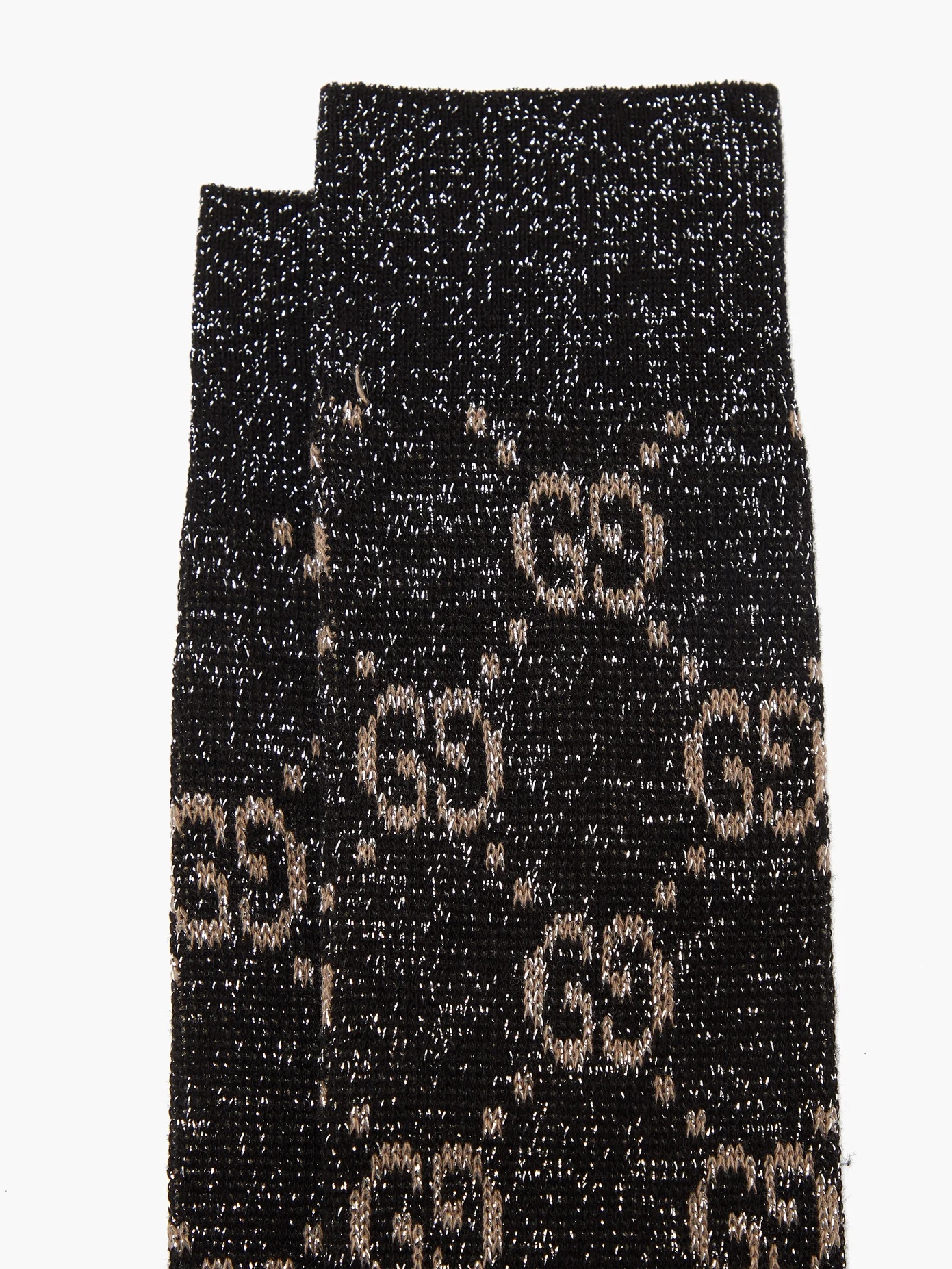 GG-jacquard lamé knee-high socks - 5