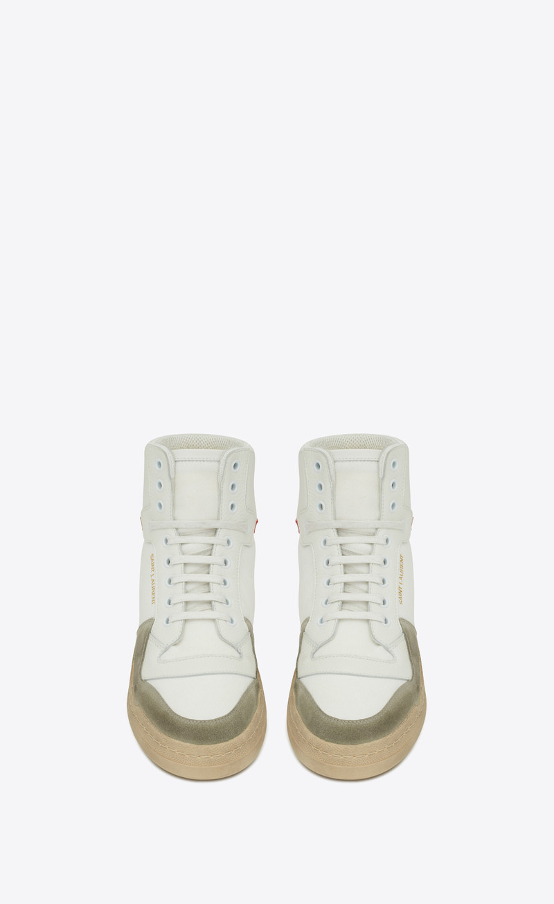 SAINT LAURENT sl24 mid-top sneakers in canvas, leather and suede outlook