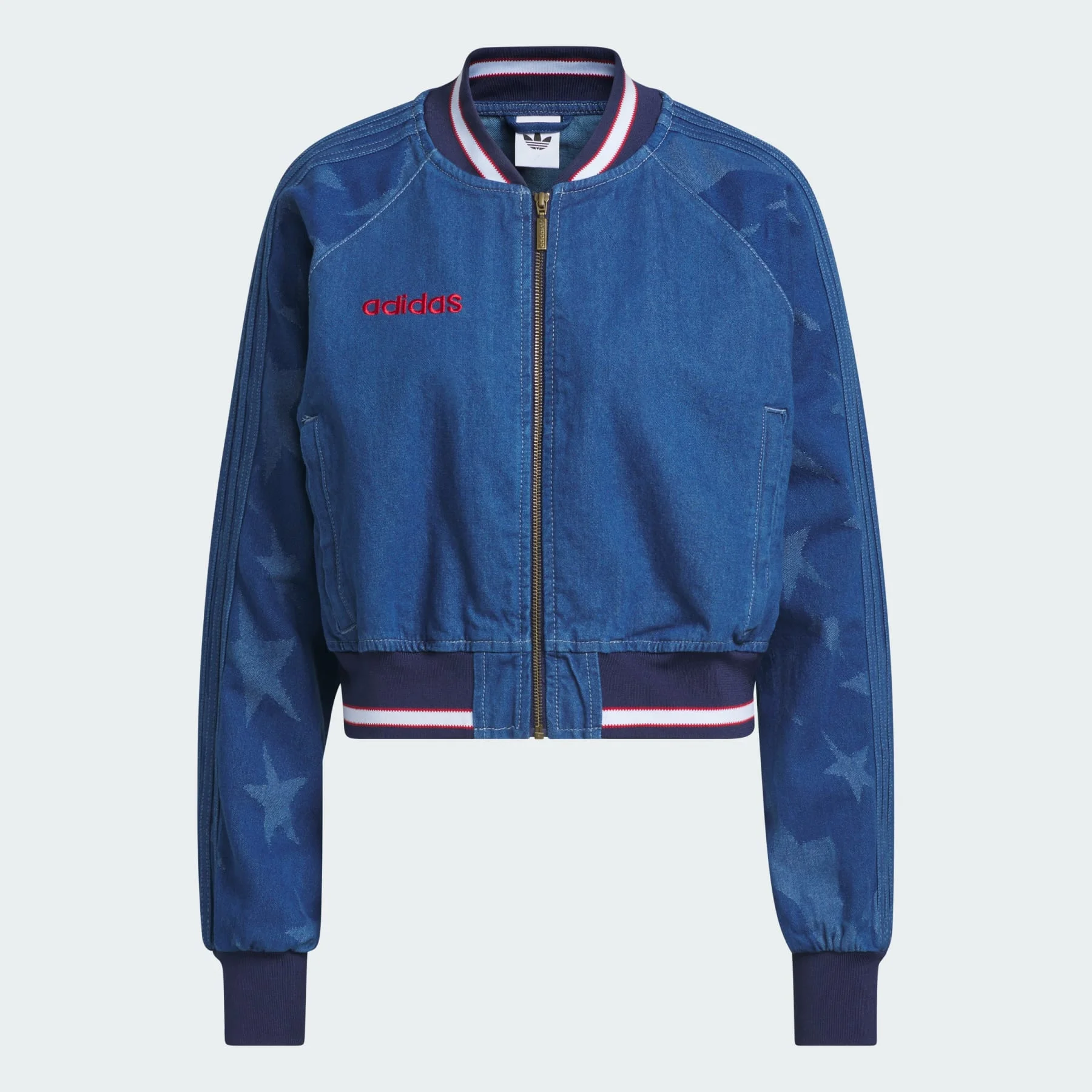 SST Denim Graphic Varsity Bomber Jacket - 1