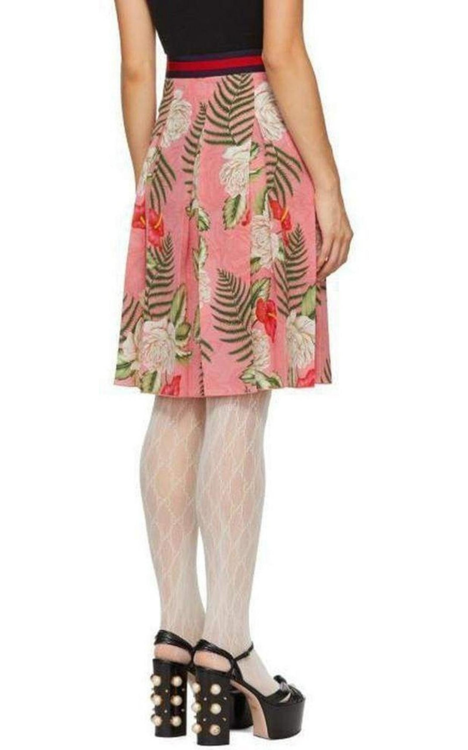 Pink Floral Pleated Mini Skirt - 3