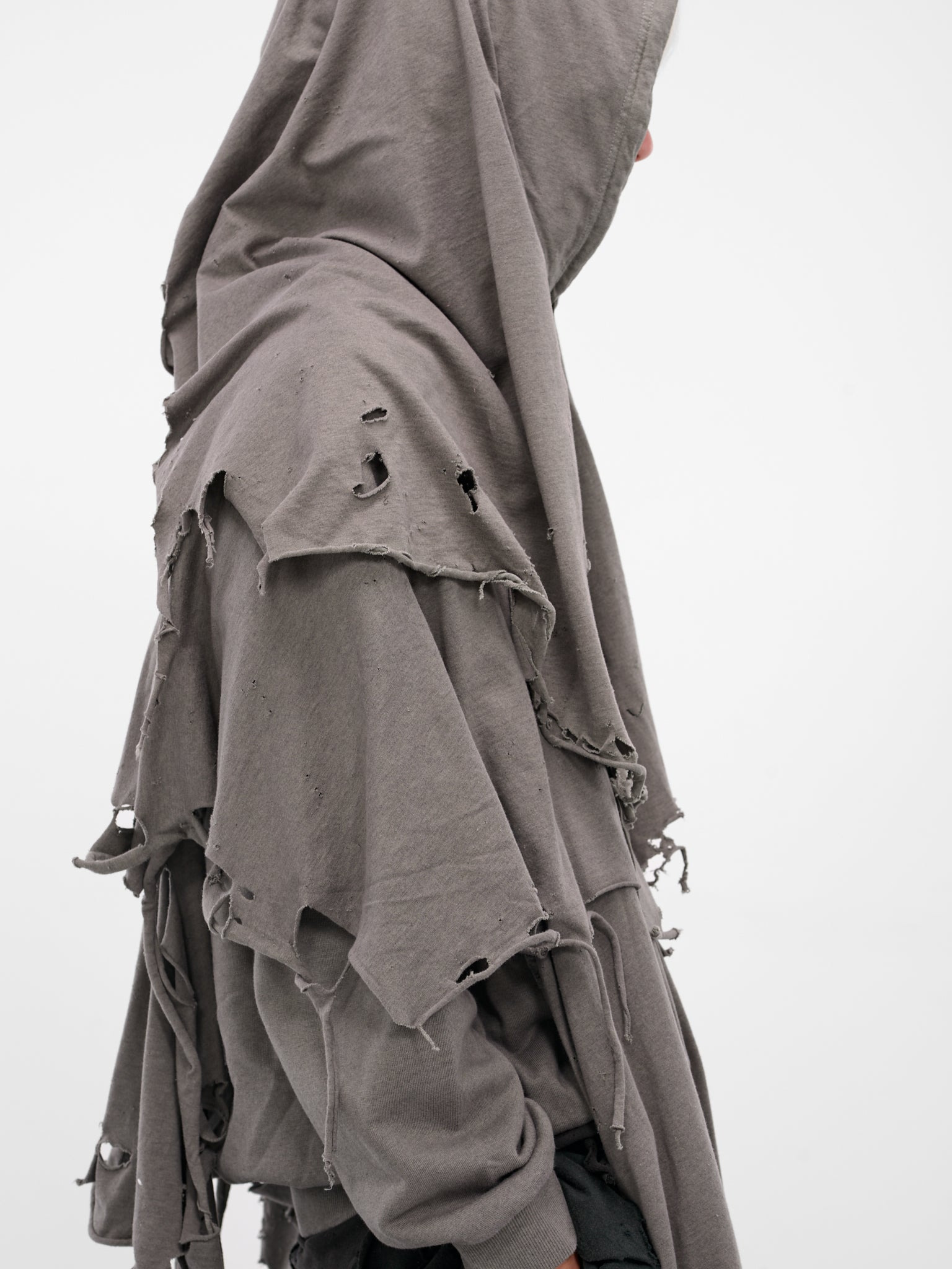 Gray Distressed Layering Hoodie - 4
