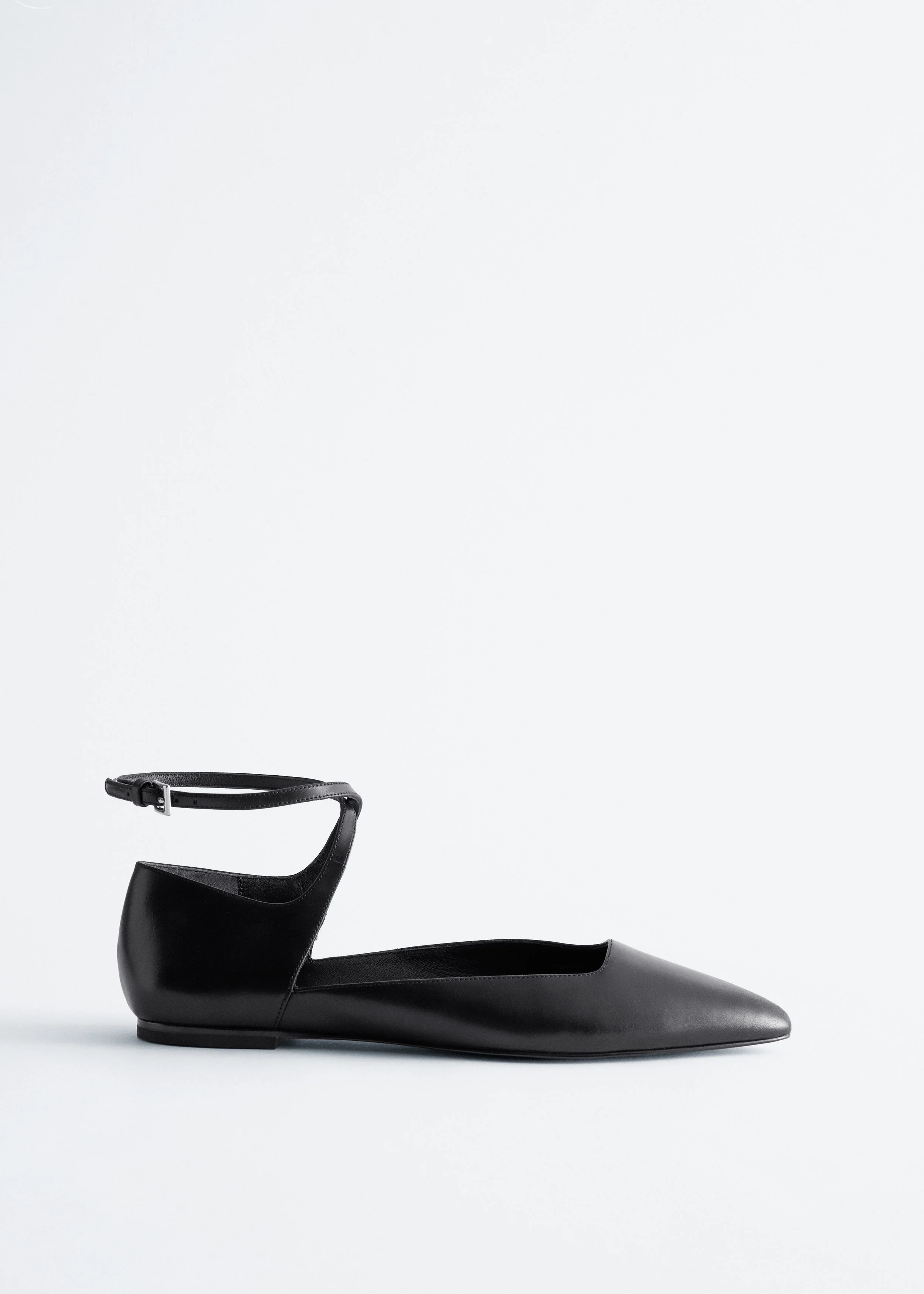 Leather Cross-Strap Ballet Flats - 1