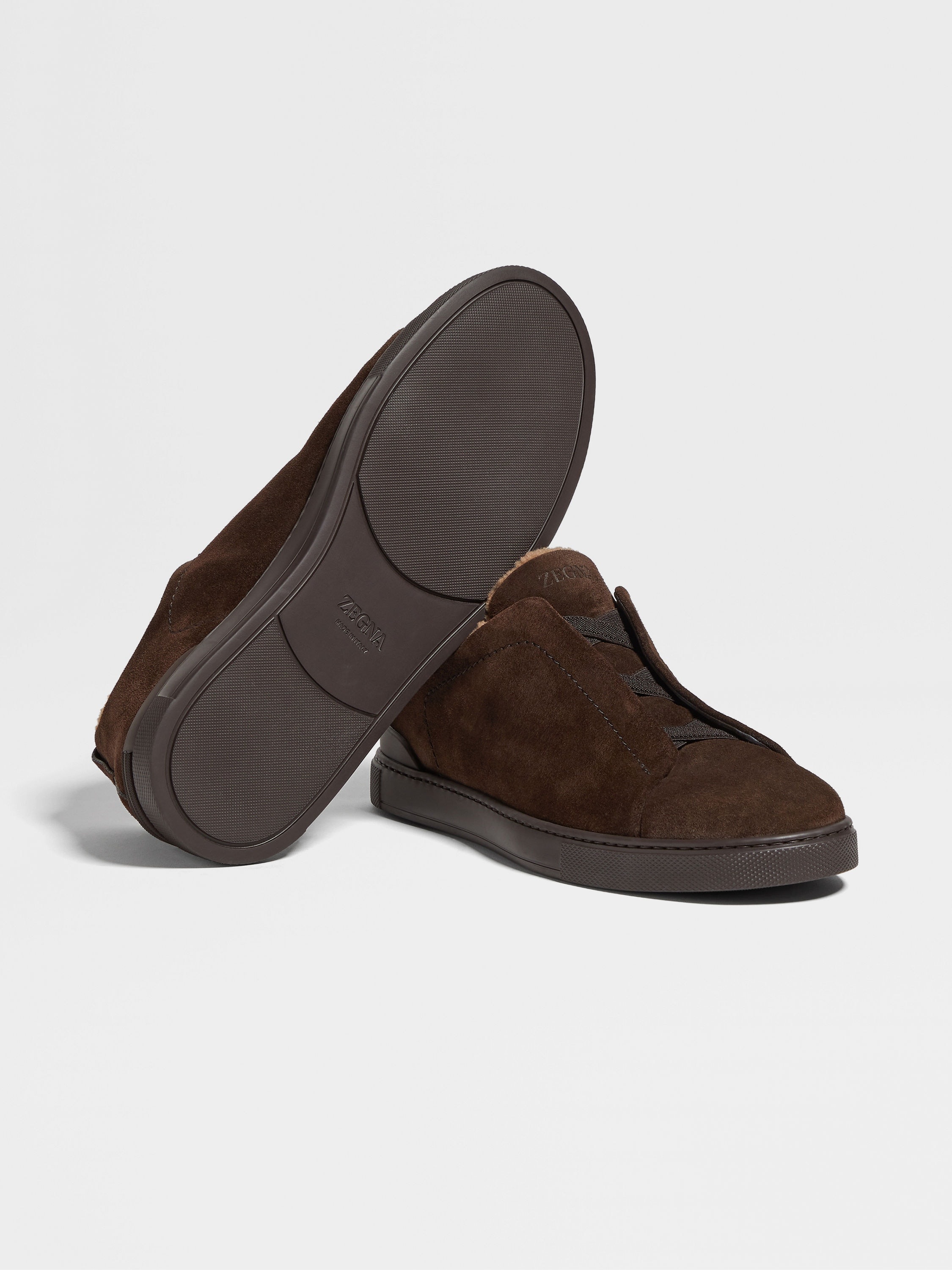 BROWN SUEDE TRIPLE STITCH™ SNEAKERS - 5
