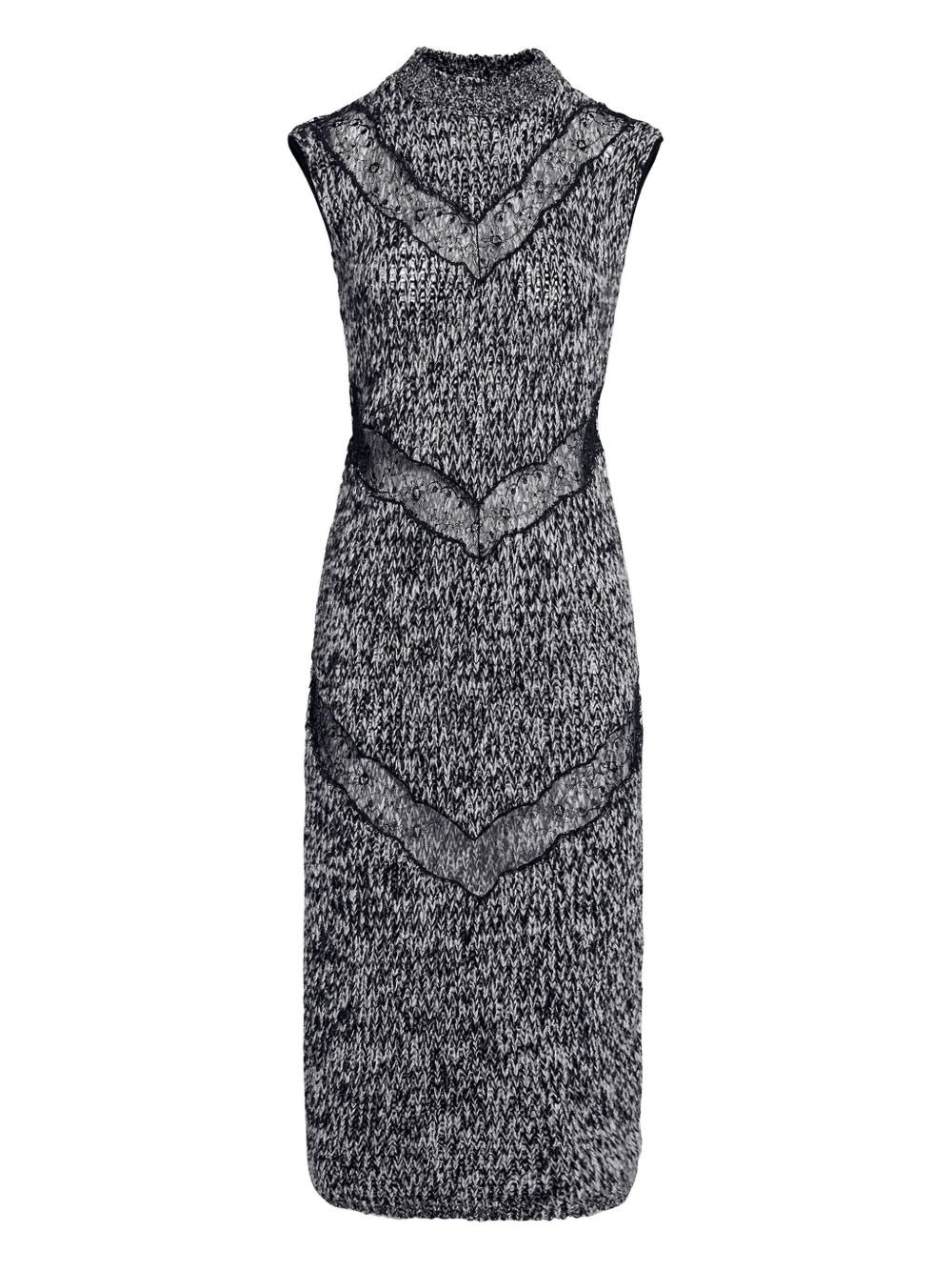 lace-insert dress - 5