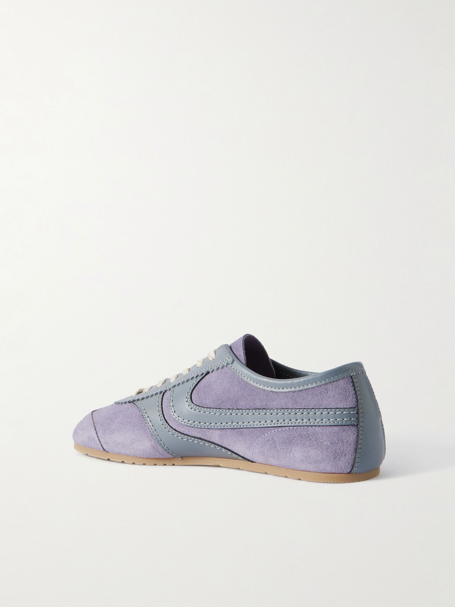 Leather-Trimmed Suede Sneakers Purple - 4