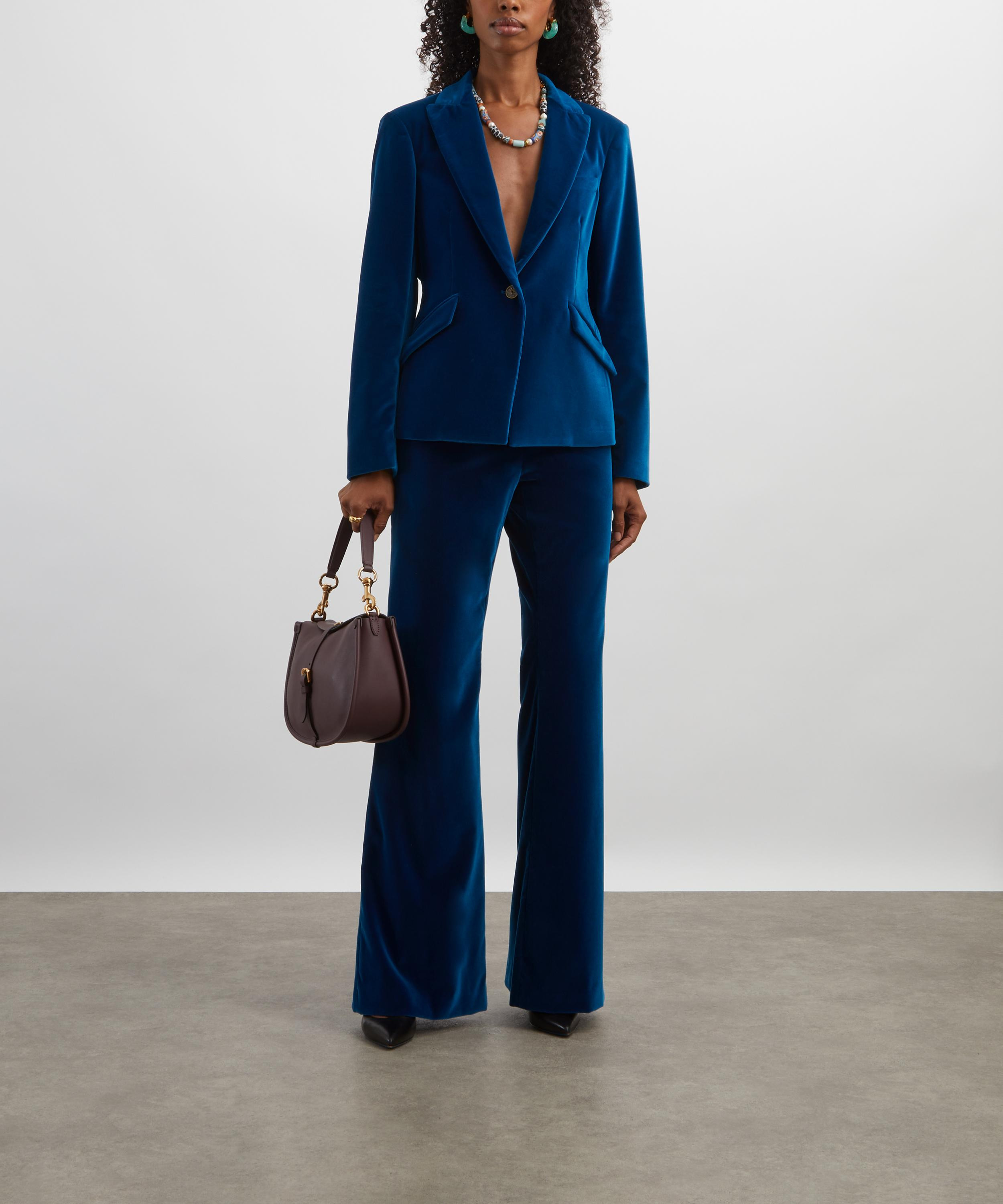 Electric Blue Velvet Trousers - 2