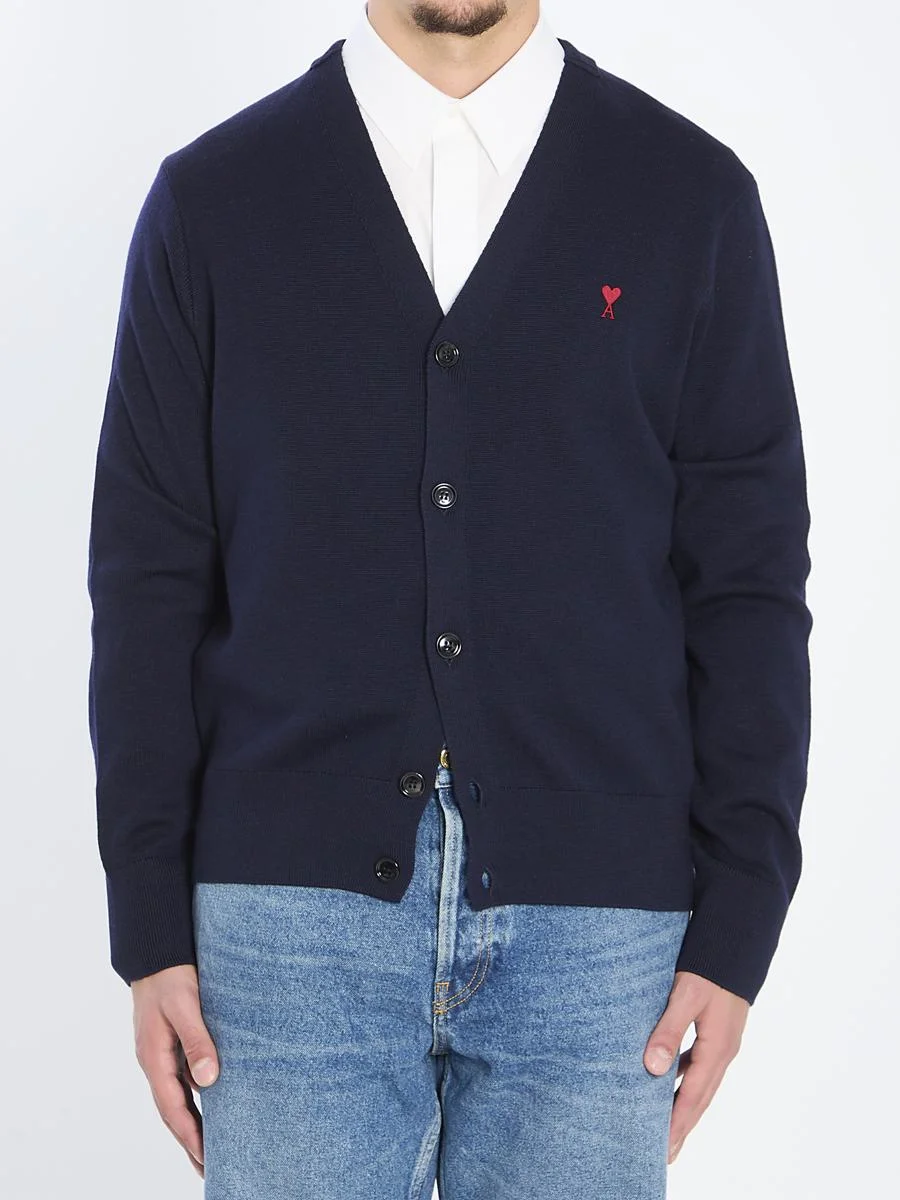 AMI Paris De Coeur Wool Cardigan - 1