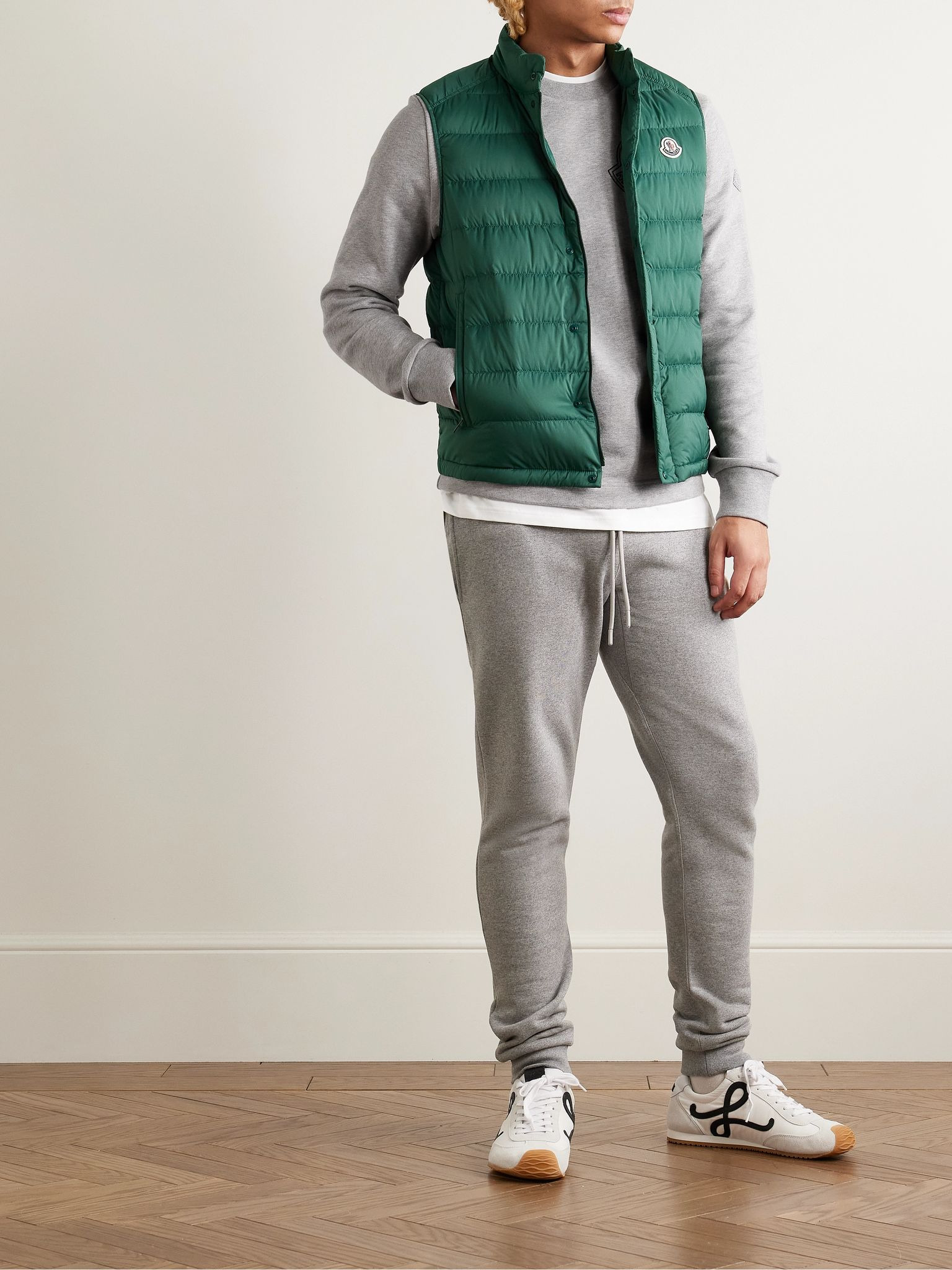 Logo-Print Appliquéd Cotton-Jersey Sweatshirt Gray - 2