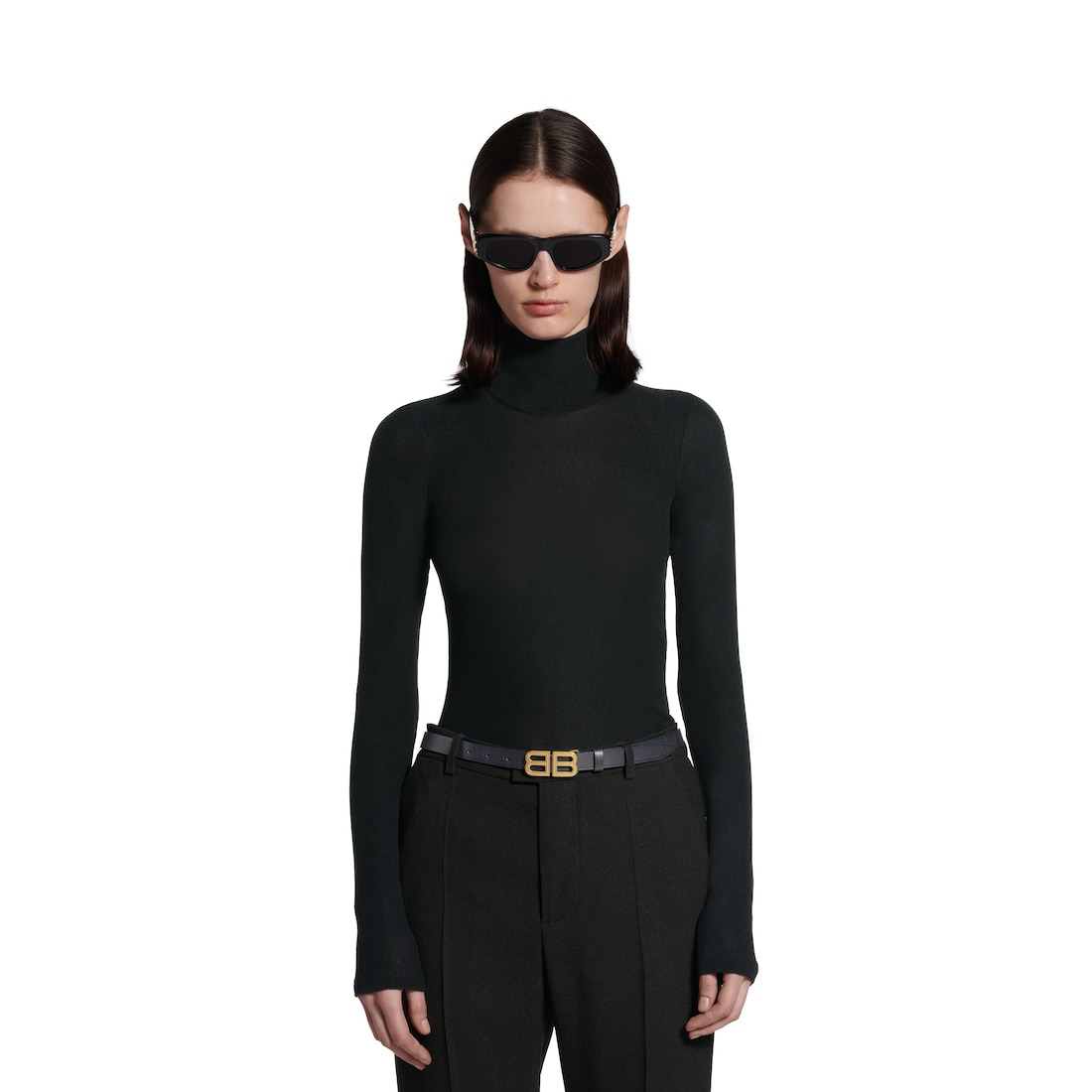 Women's Bb Hourglass Thin Belt in Black - 3