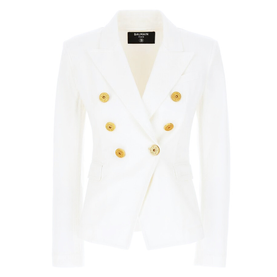 Balmain Double-Breasted Denim Blazer - 5